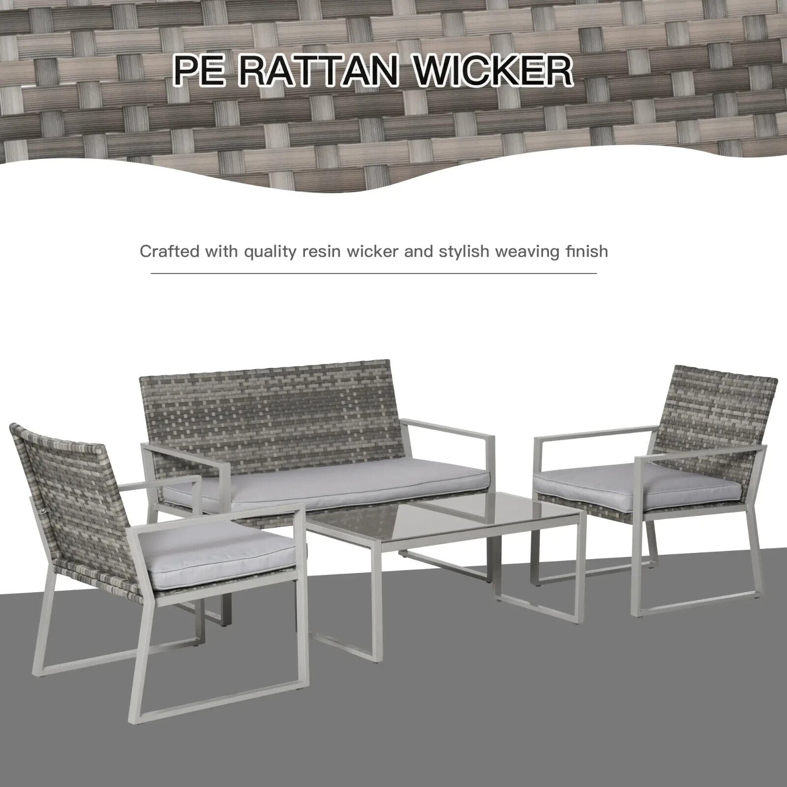 4 Piece Rattan Outdoor Garden Furniture Set w/ Seating for Patio or Conservatory - Home and Garden Furniture Shop - #rustic - furniture#