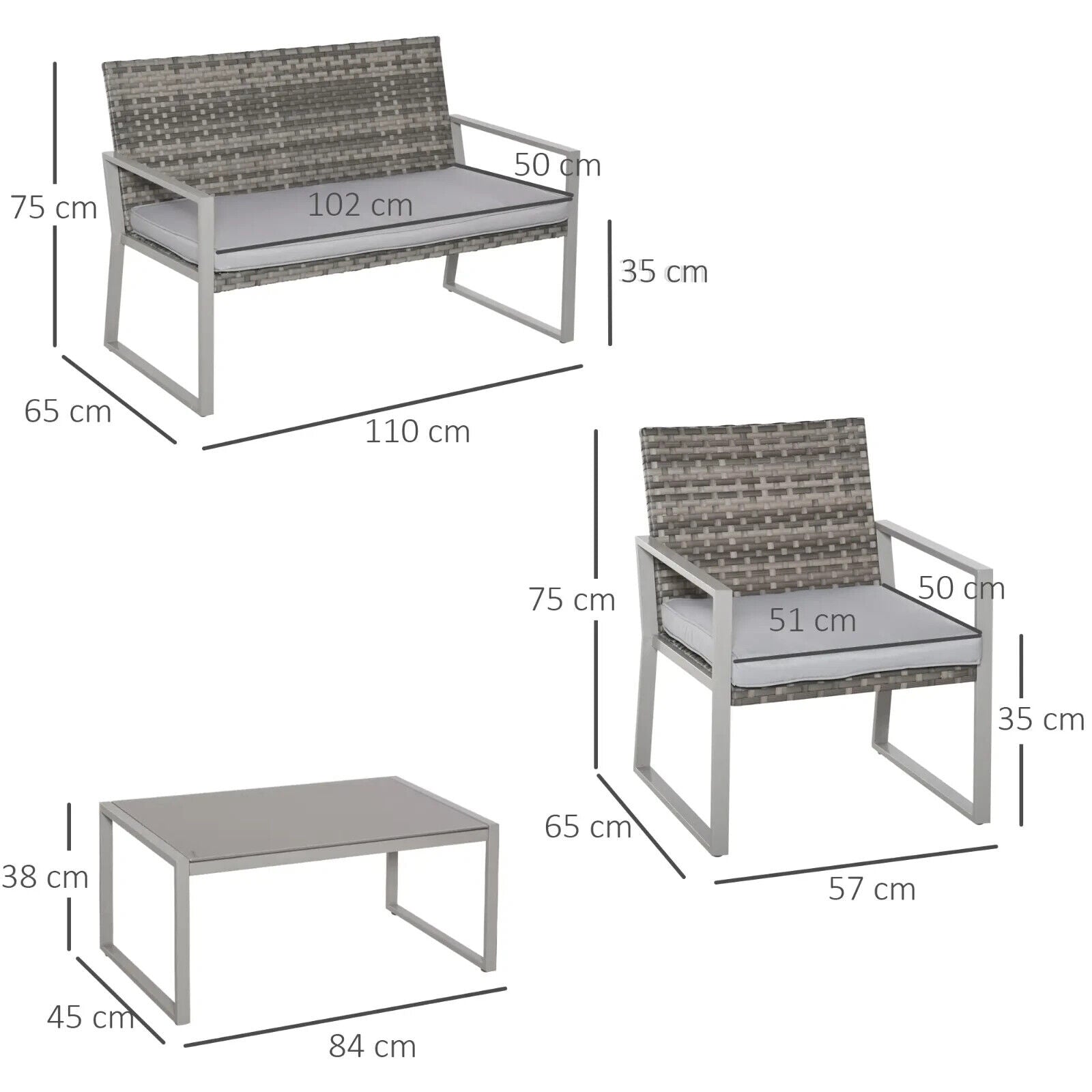 4 Piece Rattan Outdoor Garden Furniture Set w/ Seating for Patio or Conservatory - Home and Garden Furniture Shop - #rustic - furniture#