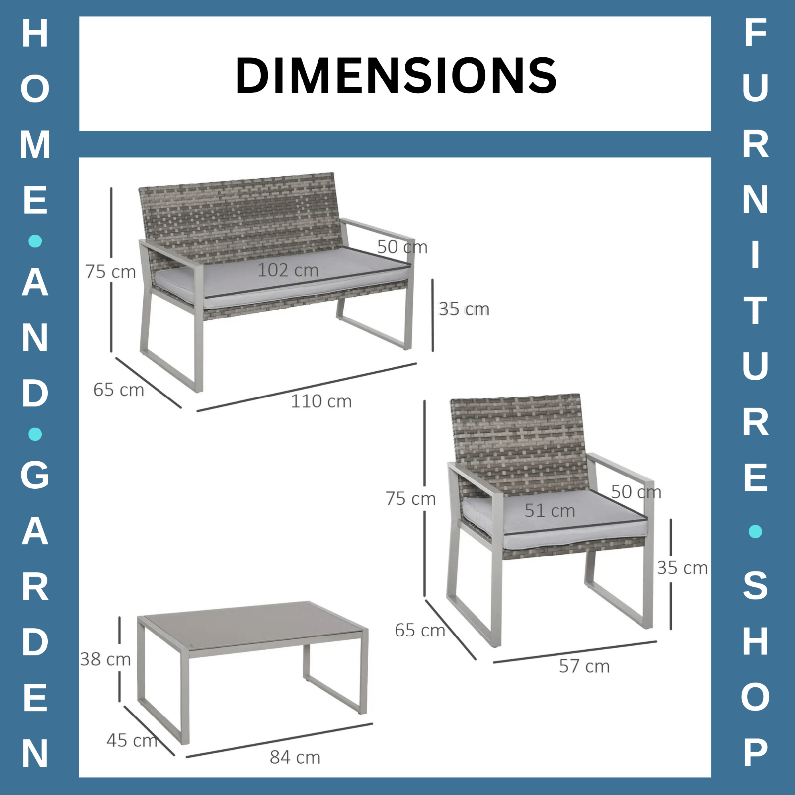 4 Piece Rattan Outdoor Garden Furniture Set w/ Seating for Patio or Conservatory - Home and Garden Furniture Shop - #rustic - furniture#