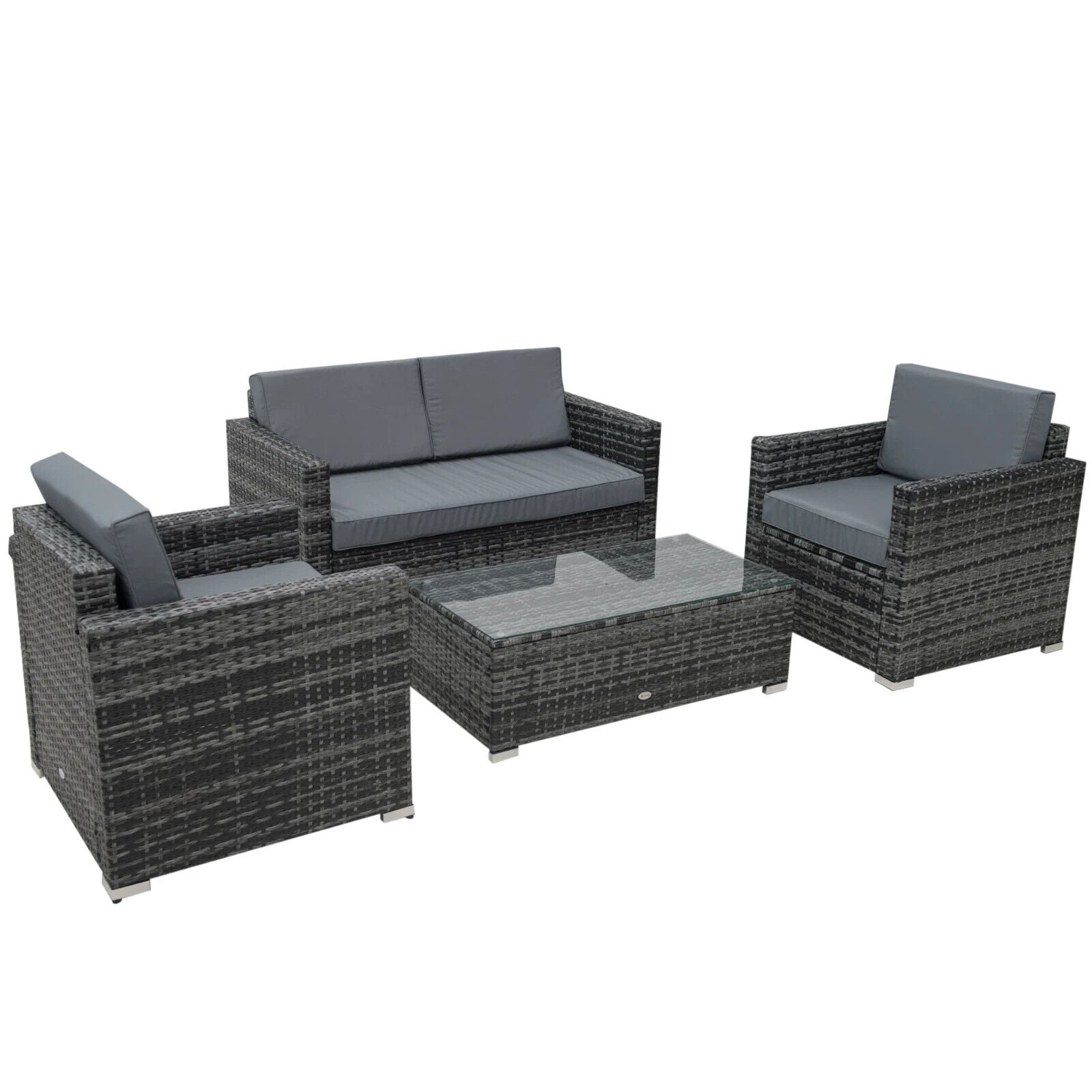 4 Piece Rattan Sofa Set with Chairs and Table Patio Wicker Garden Furniture Set - Home and Garden Furniture Shop - #rustic - furniture#
