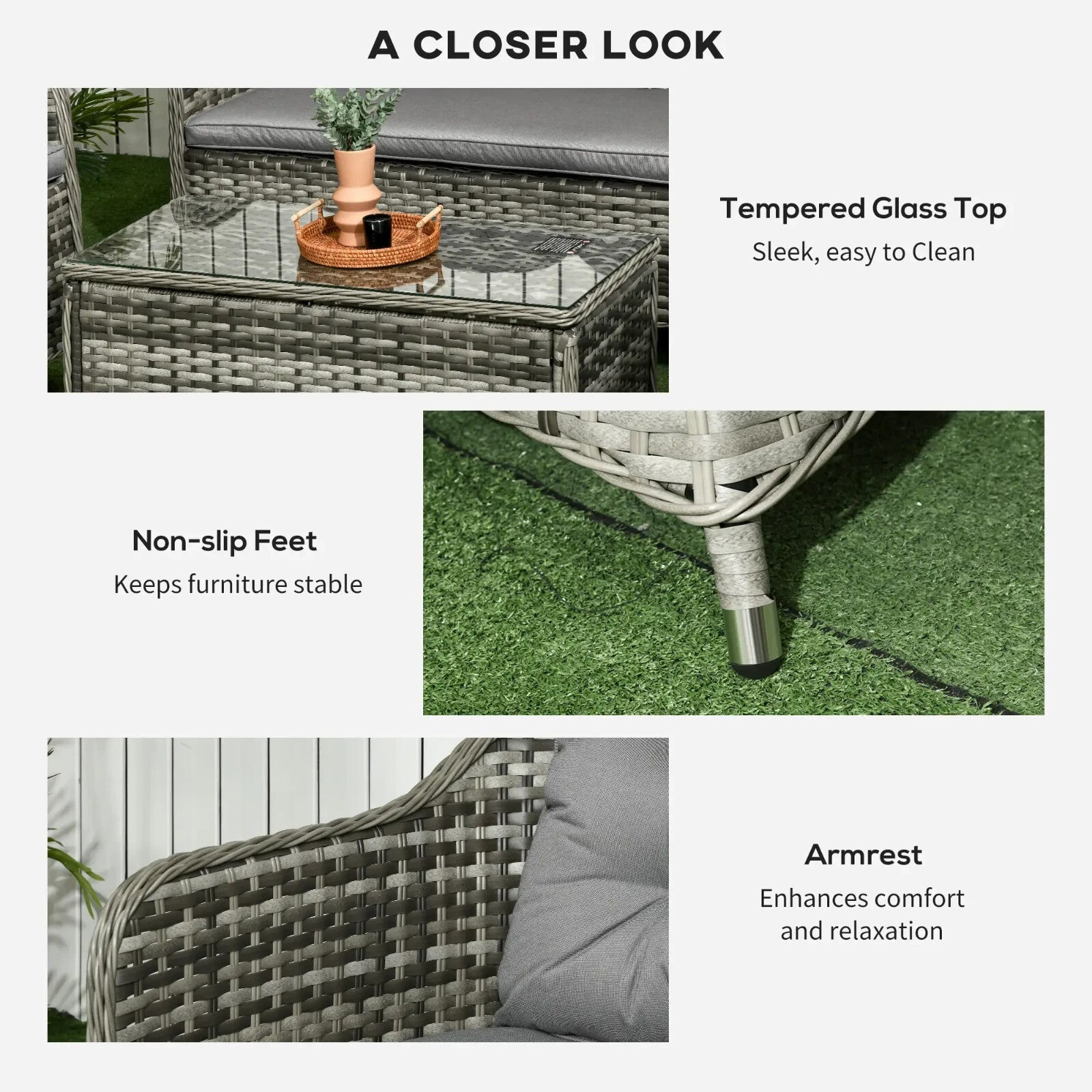 4 Piece Rattan Wicker Garden Sofa Set Outdoor Patio Furniture w/ Cushions Table - Home and Garden Furniture Shop - rustic - furniture