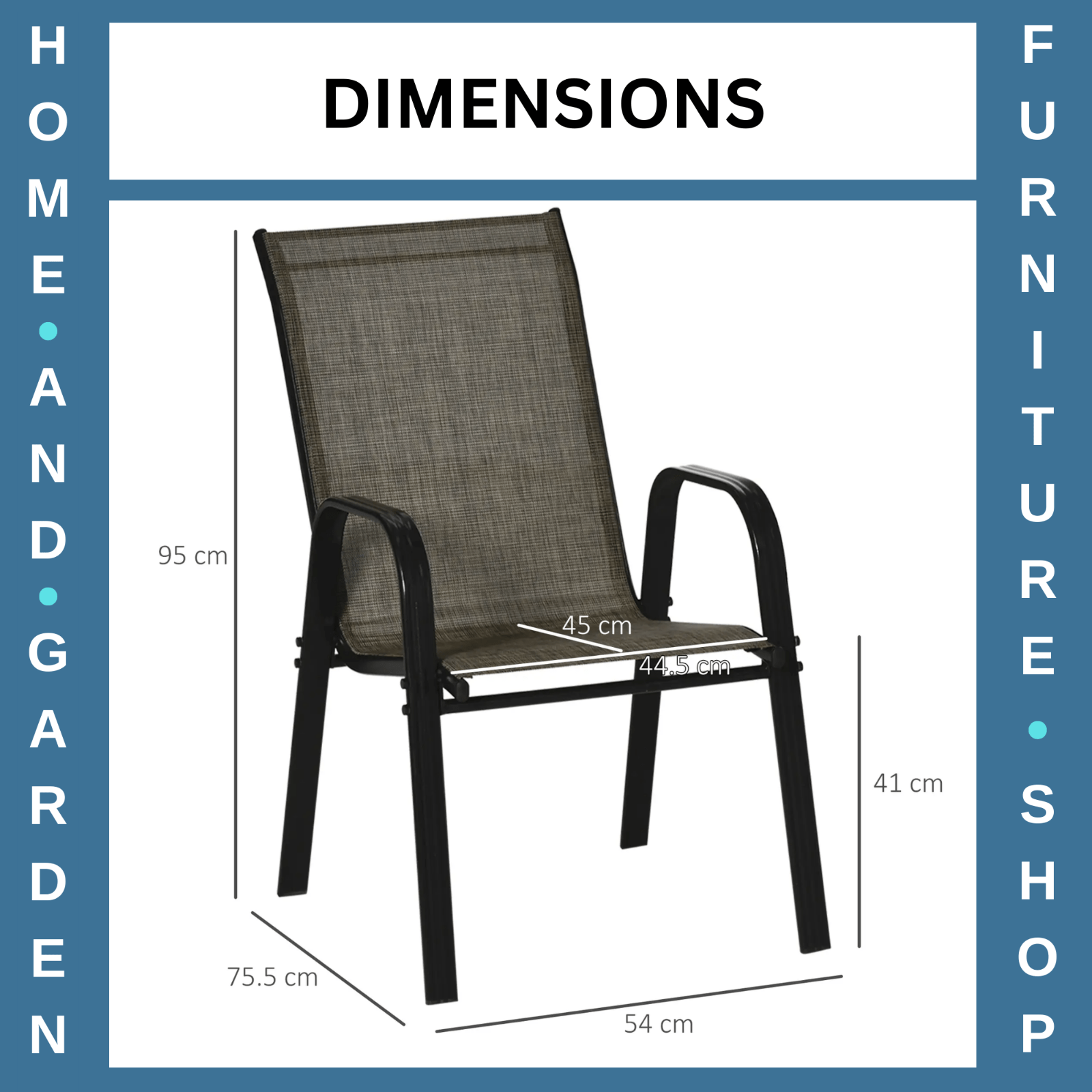 4 Piece Stackable Garden Dining Chair with Armrests & High Back Mesh Seating Set - Home and Garden Furniture Shop - rustic - furniture