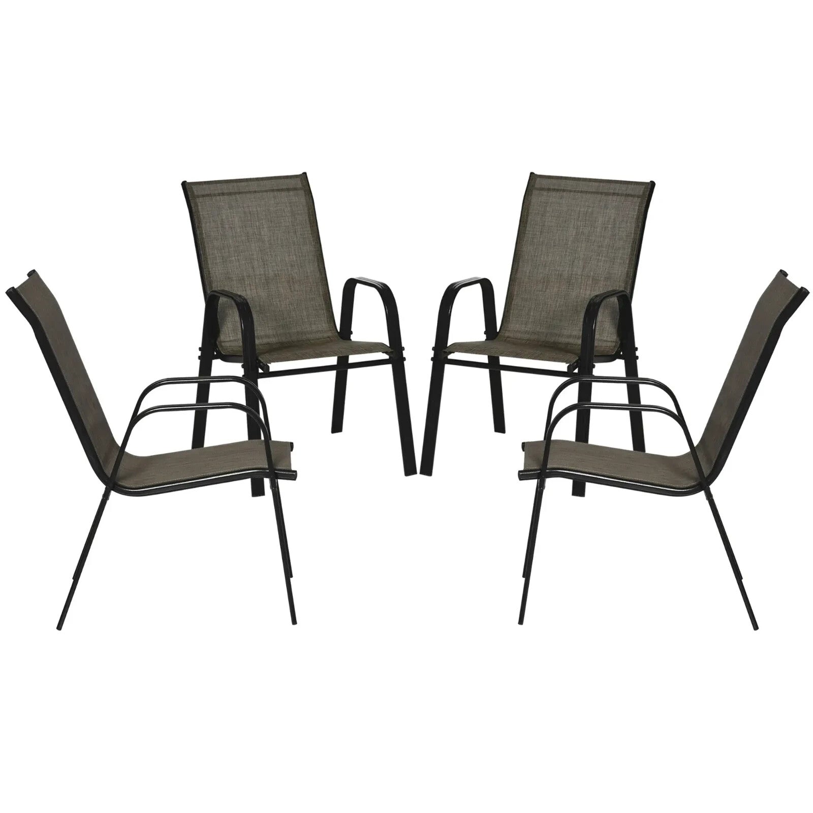 4 Piece Stackable Garden Dining Chair with Armrests & High Back Mesh Seating Set - Home and Garden Furniture Shop - rustic - furniture