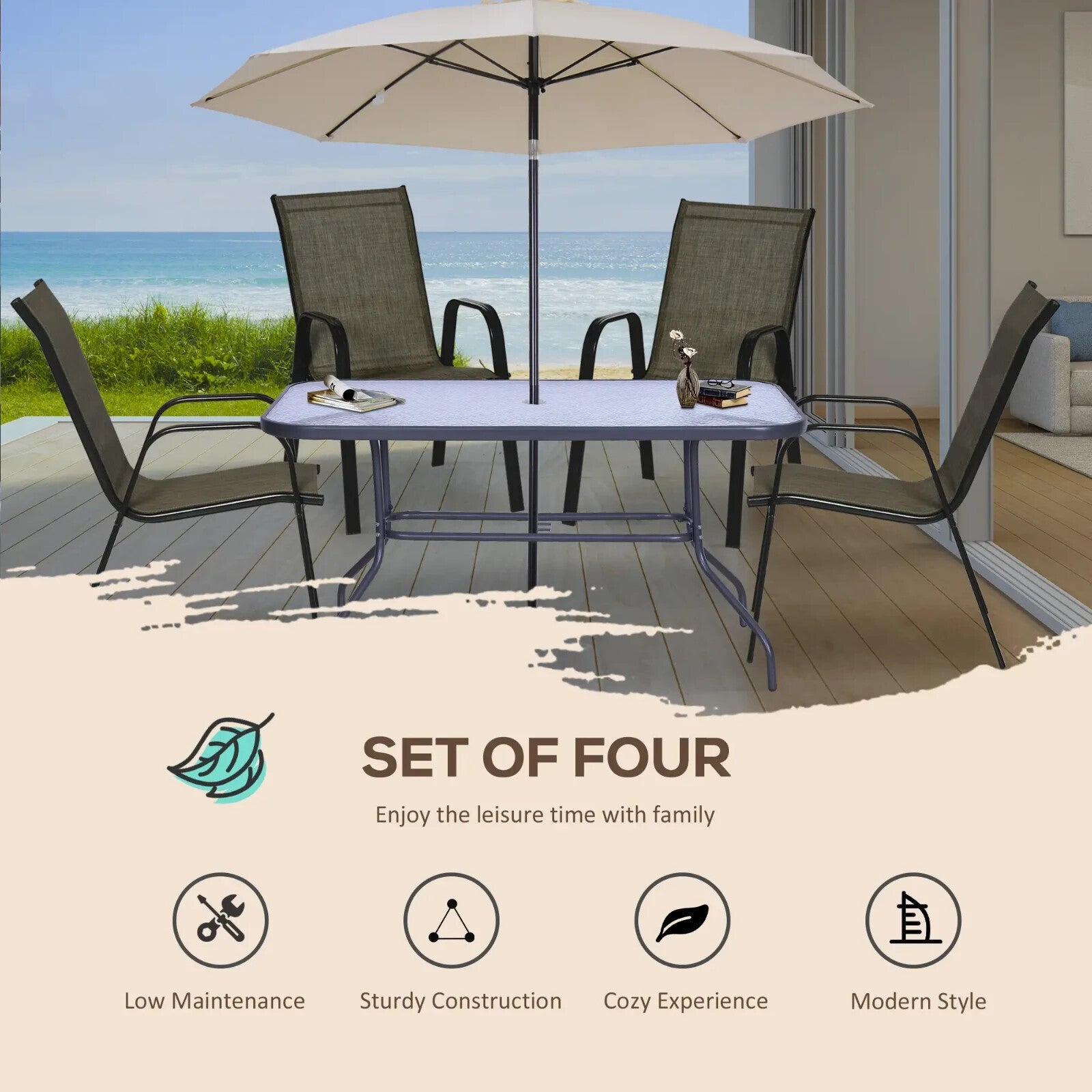4 Piece Stackable Garden Dining Chair with Armrests & High Back Mesh Seating Set - Home and Garden Furniture Shop - rustic - furniture