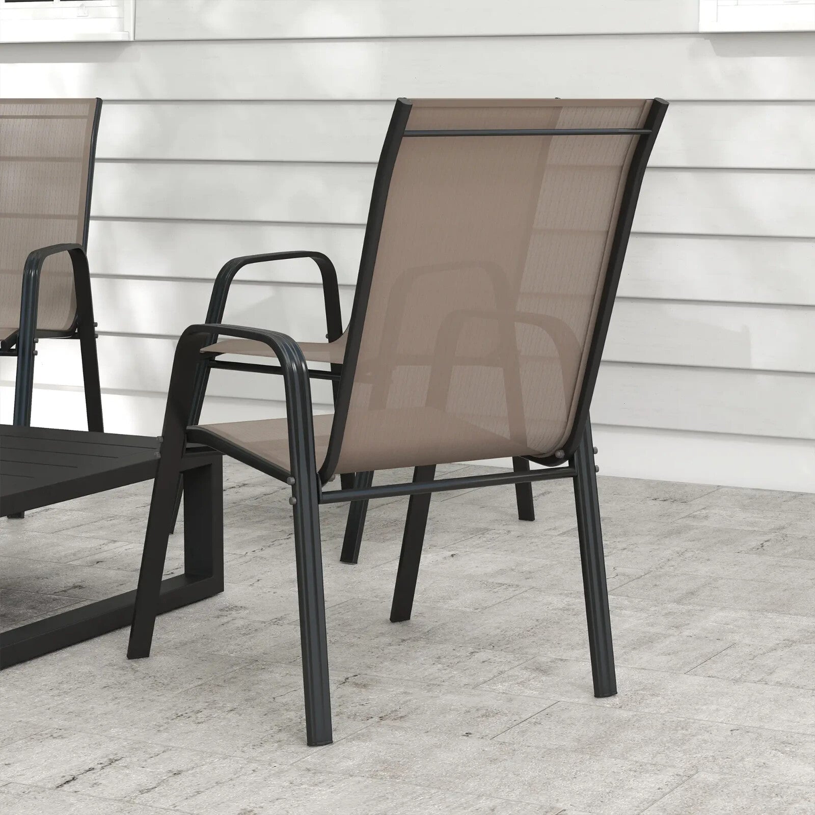 4 Piece Stackable Garden Dining Chairs Set Outdoor Patio Seating for Table Use - Home and Garden Furniture Shop - rustic - furniture