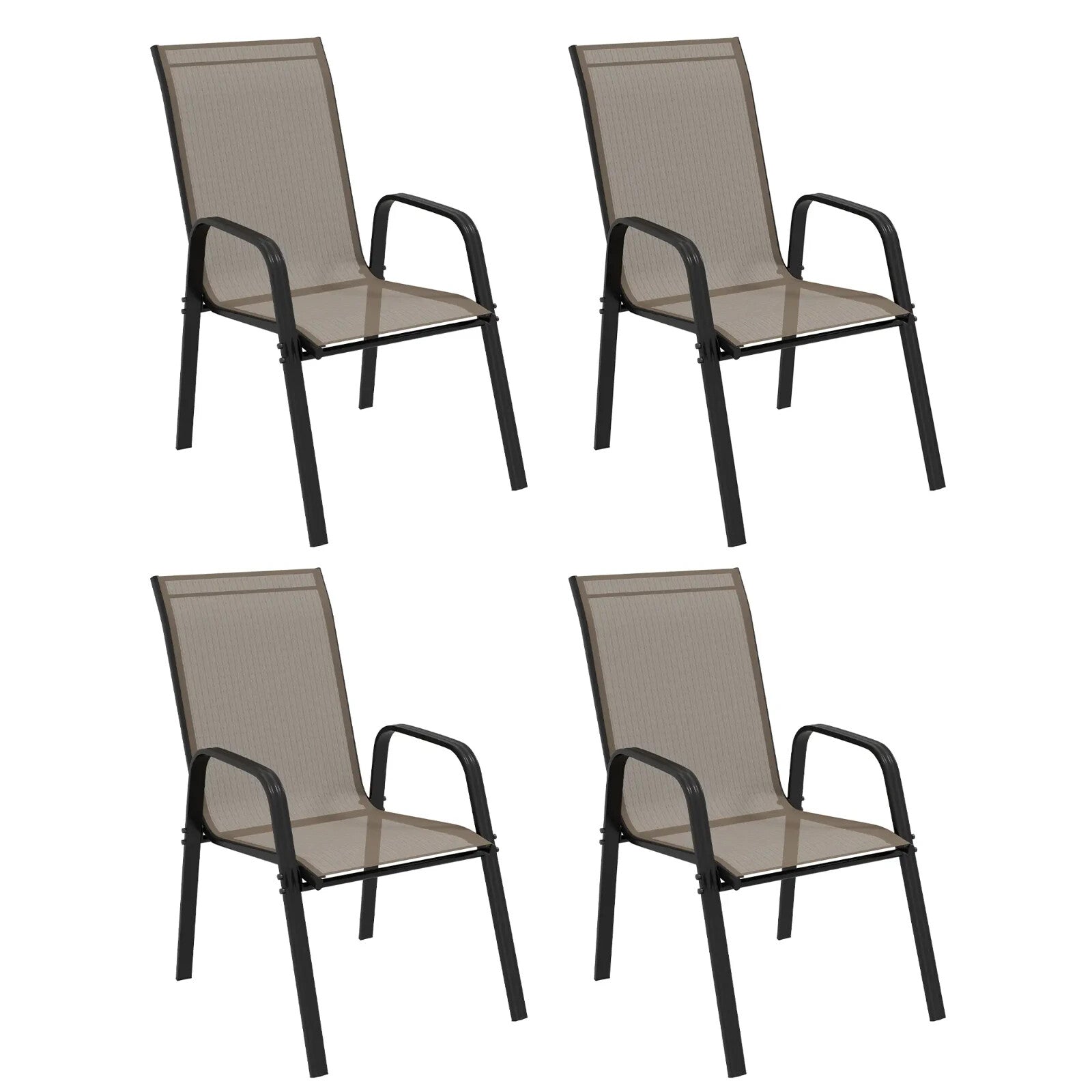 4 Piece Stackable Garden Dining Chairs Set Outdoor Patio Seating for Table Use - Home and Garden Furniture Shop - rustic - furniture