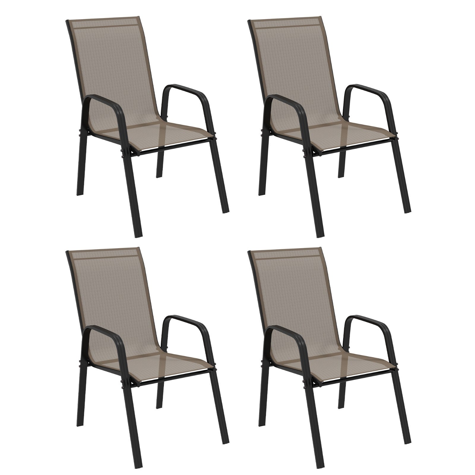 4 Piece Stackable Garden Dining Chairs Set Outdoor Patio Seating for Table Use - Home and Garden Furniture Shop - rustic - furniture
