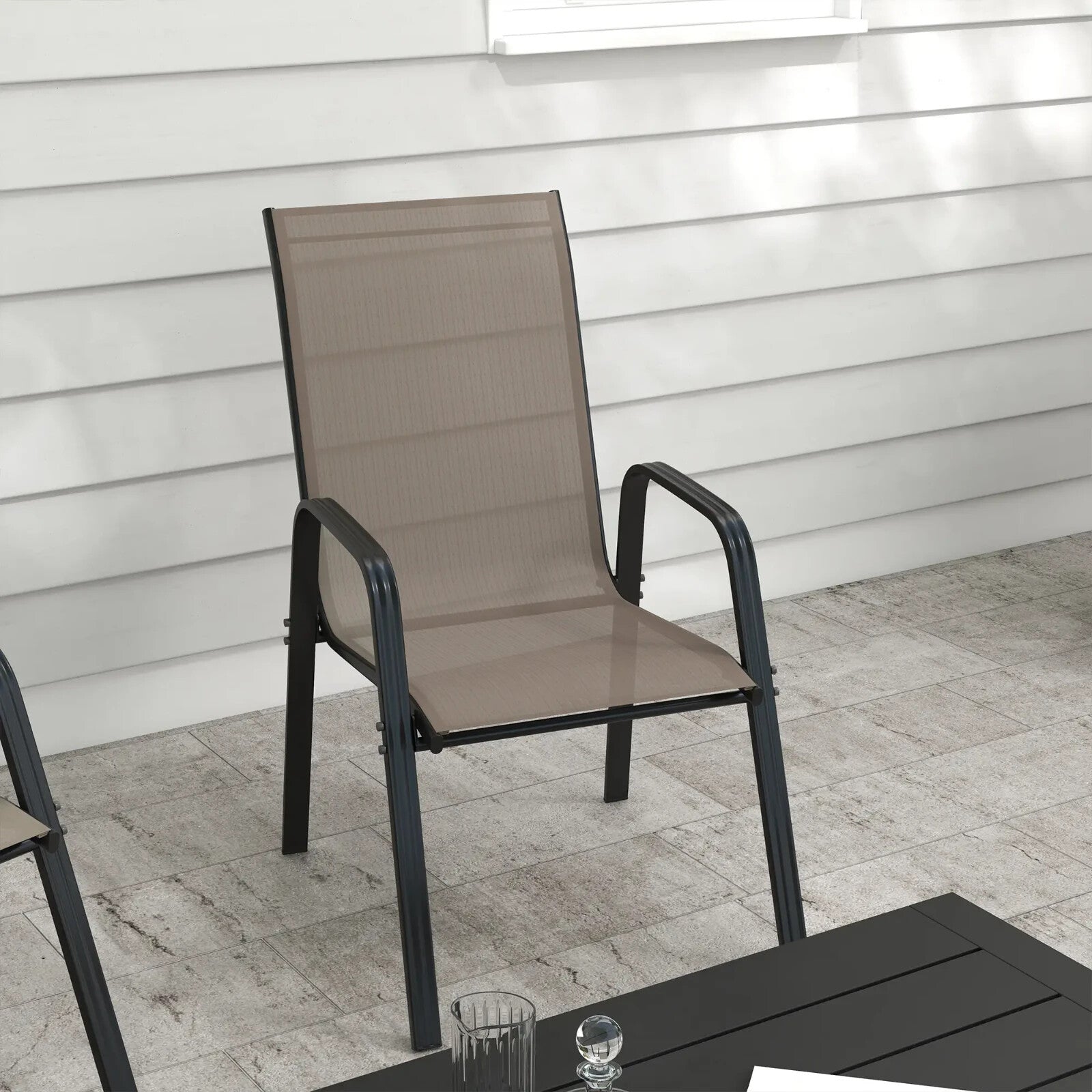 4 Piece Stackable Garden Dining Chairs Set Outdoor Patio Seating for Table Use - Home and Garden Furniture Shop - rustic - furniture