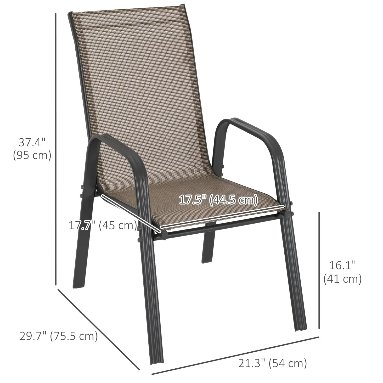 4 Piece Stackable Garden Dining Chairs Set Outdoor Patio Seating for Table Use - Home and Garden Furniture Shop - rustic - furniture