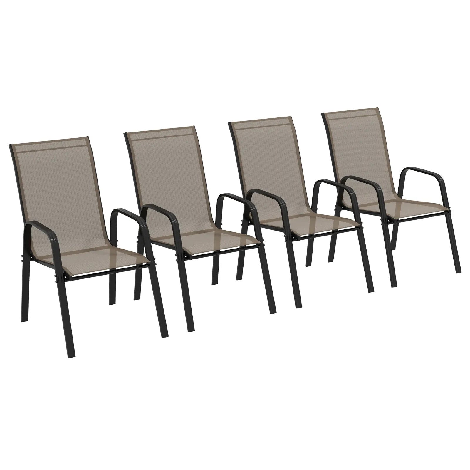 4 Piece Stackable Garden Dining Chairs Set Outdoor Patio Seating for Table Use - Home and Garden Furniture Shop - rustic - furniture