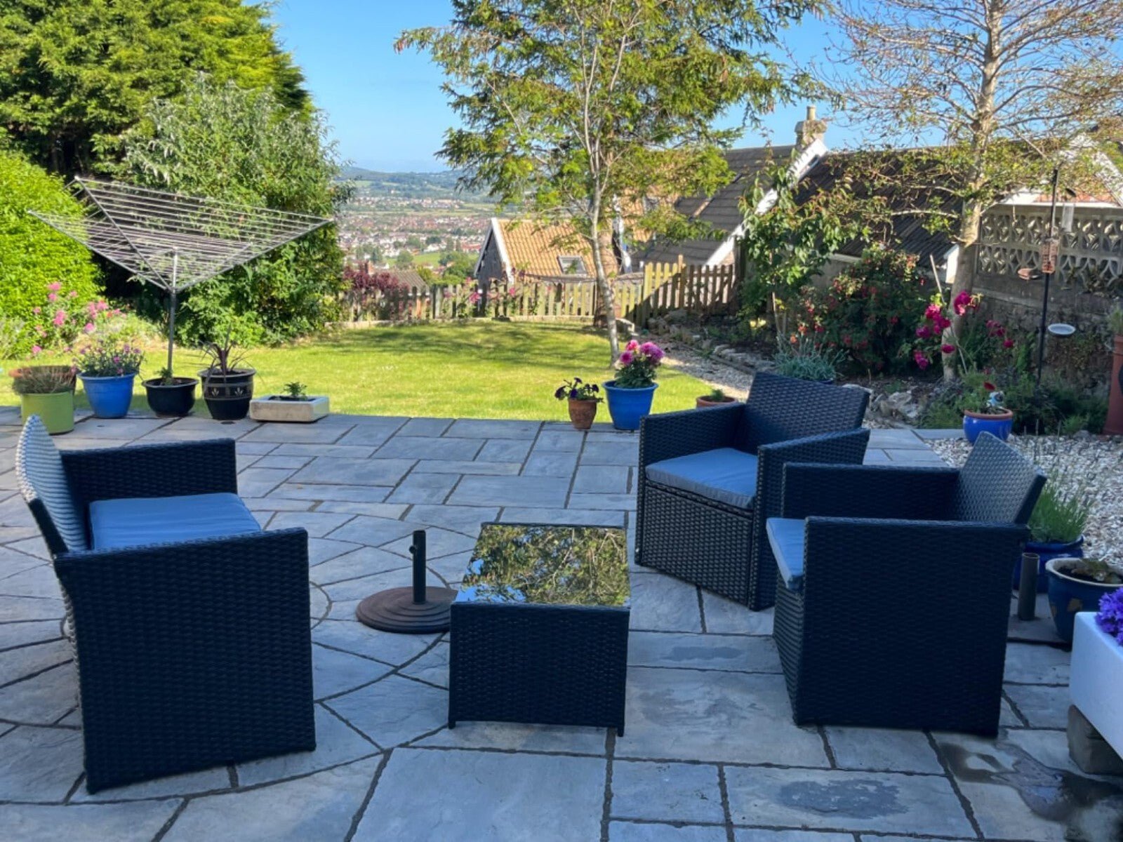 4 Pieces Rattan Sofa Set with Coffee Table for Garden and Outdoor Use Black - Home and Garden Furniture Shop - rustic - furniture