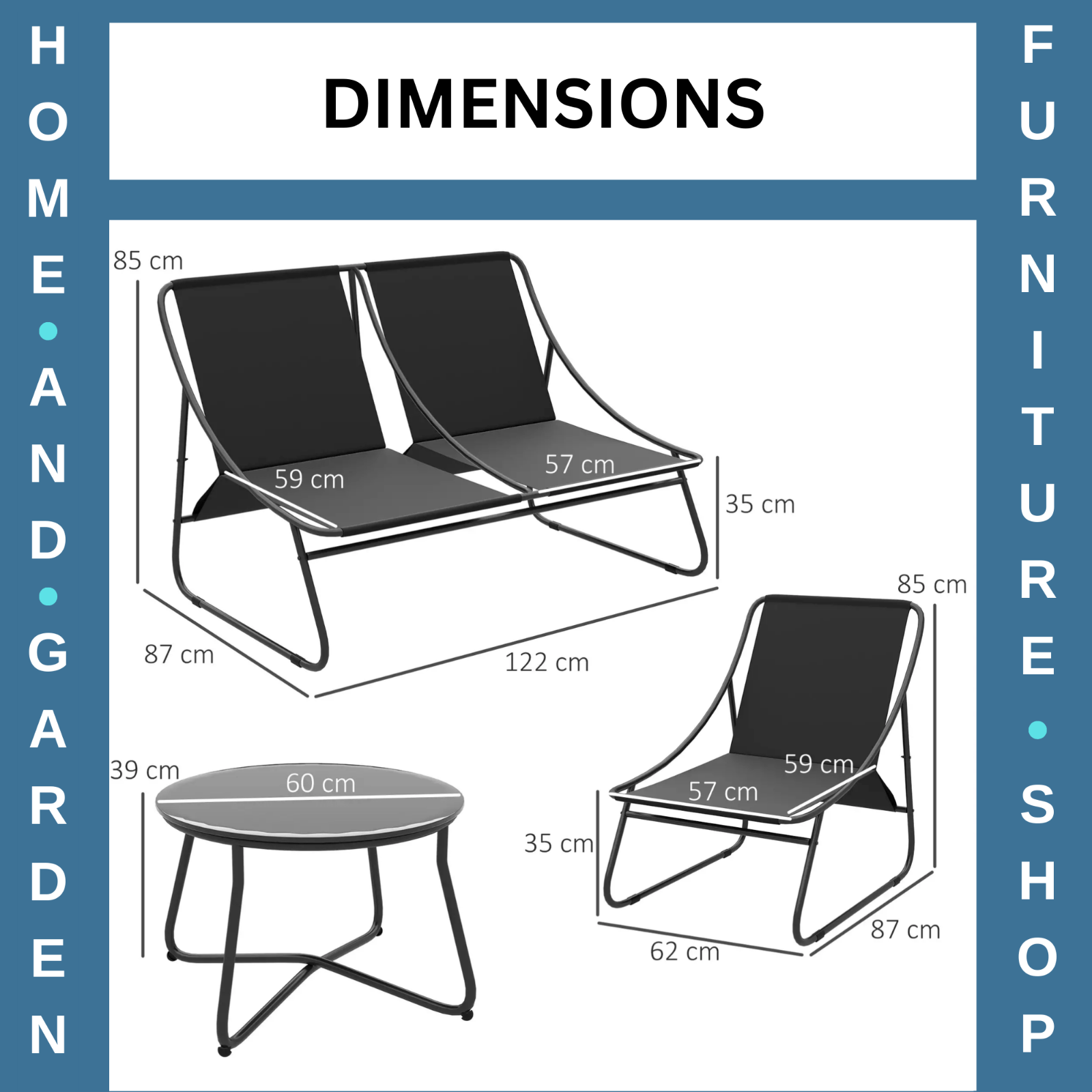 4 Seater Garden Furniture Set - Loveseat, Chairs & Coffee Table with Cushions - Home and Garden Furniture Shop - #rustic - furniture#