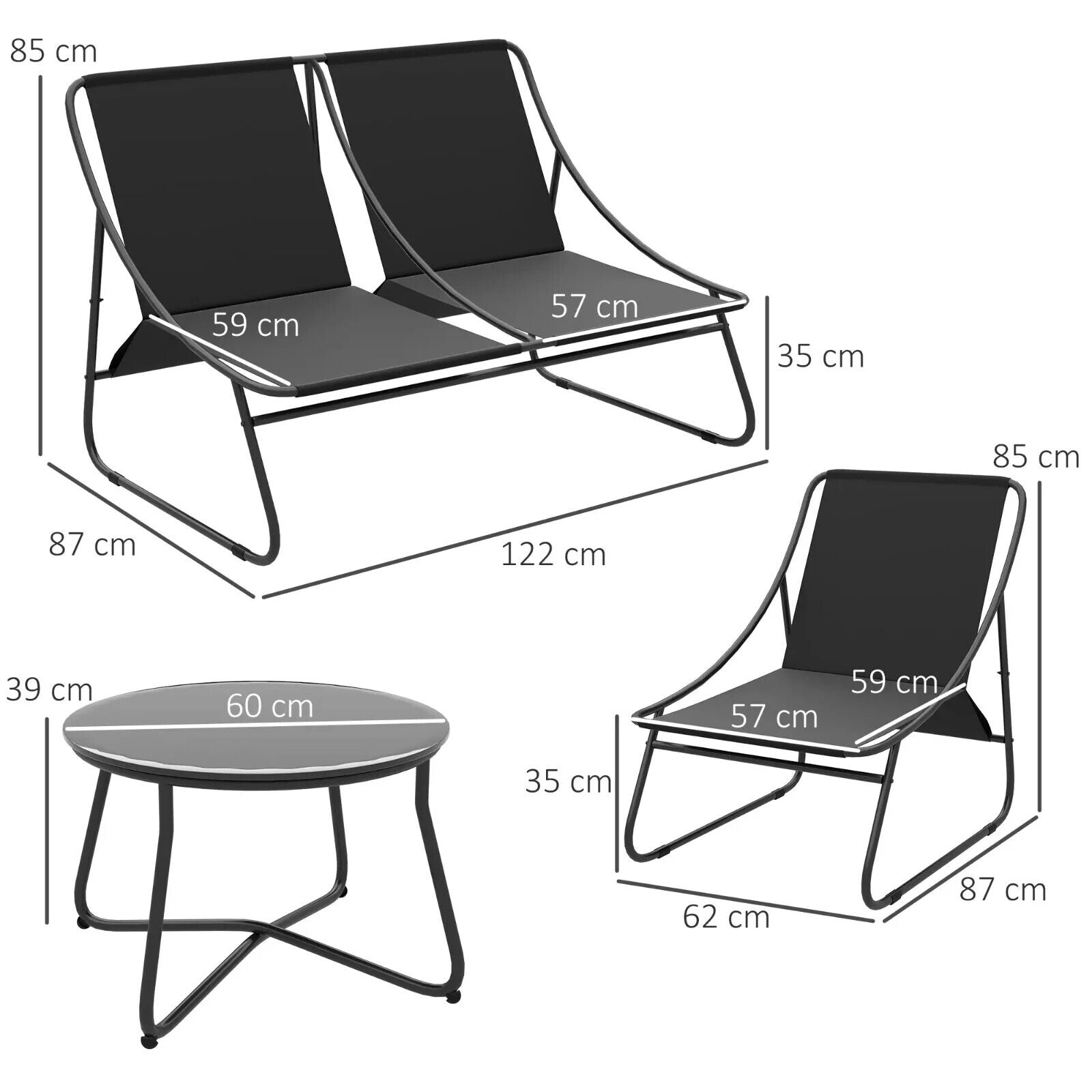 4 Seater Garden Furniture Set - Loveseat, Chairs & Coffee Table with Cushions - Home and Garden Furniture Shop - #rustic - furniture#
