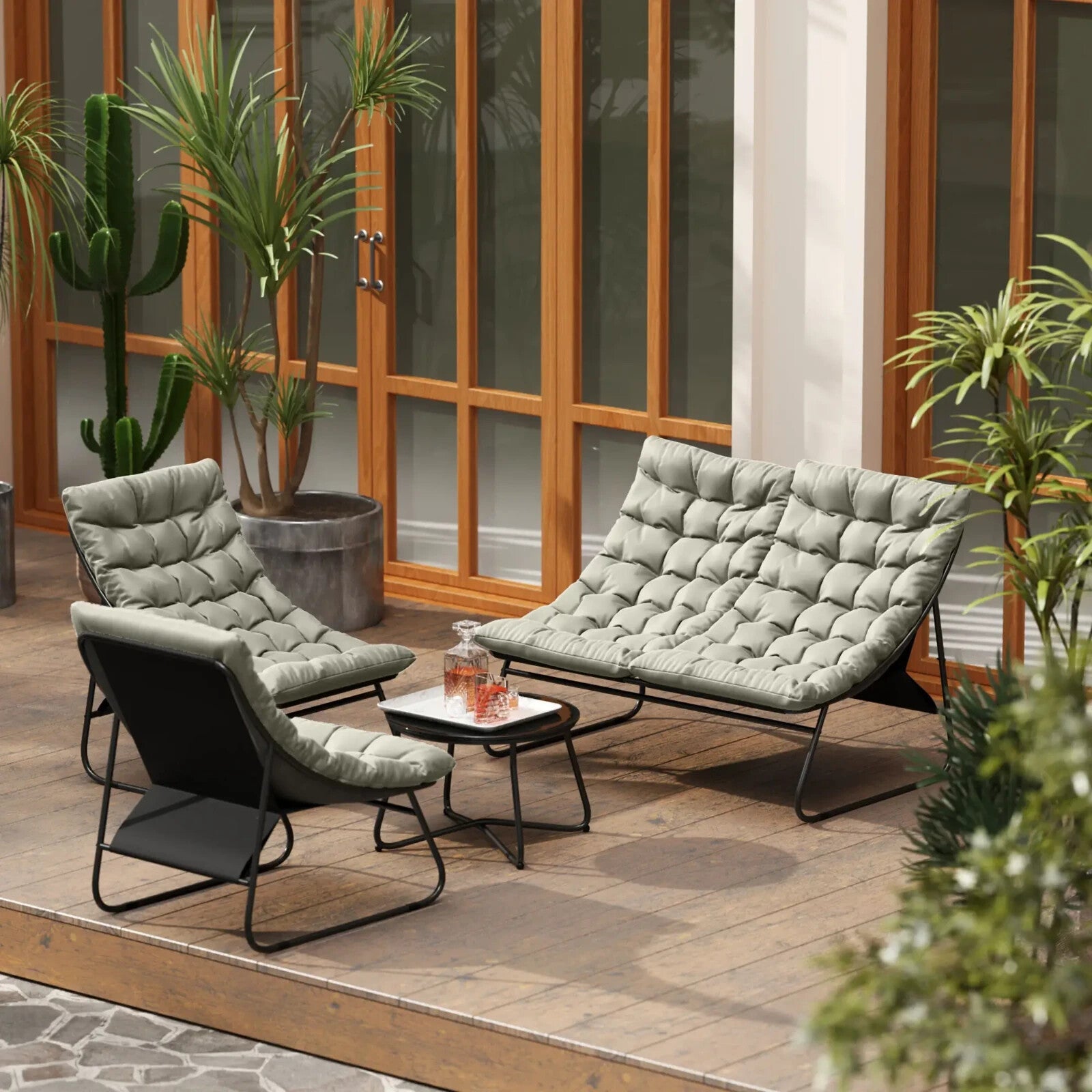 4 Seater Garden Furniture Set with Sofa Chairs and Coffee Table Outdoor Seating - Home and Garden Furniture Shop - rustic - furniture