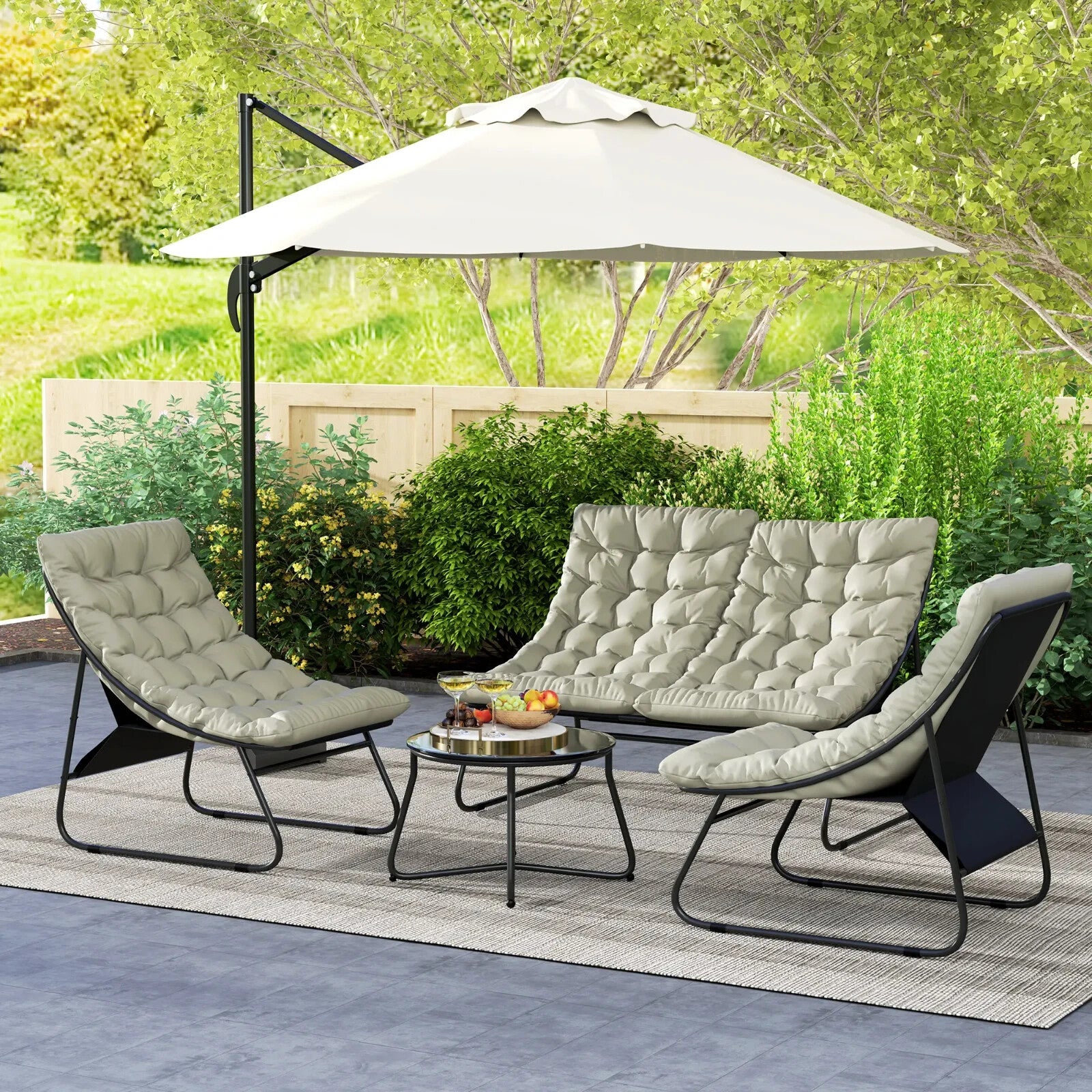 4 Seater Garden Furniture Set with Sofa Chairs and Coffee Table Outdoor Seating - Home and Garden Furniture Shop - rustic - furniture