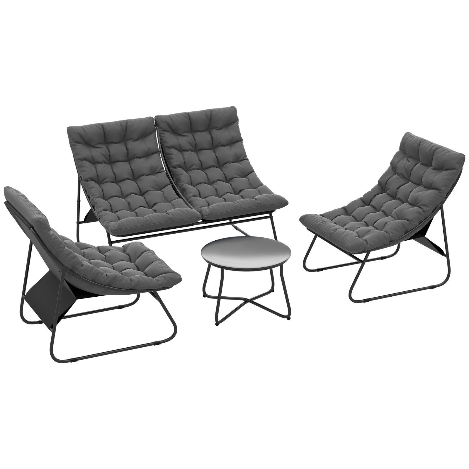 4 Seater Garden Furniture Set with Sofa Chairs & Coffee Table Outdoor Grey Black - Home and Garden Furniture Shop - rustic - furniture