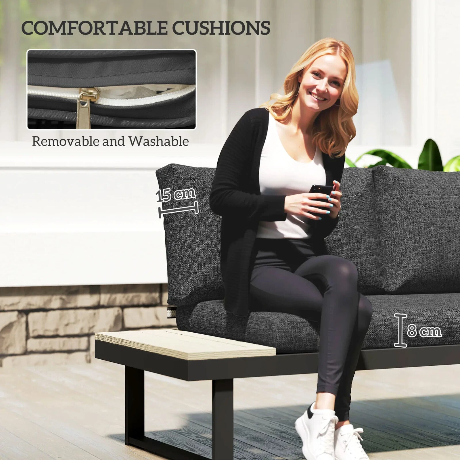 4 Seater L - Shaped Aluminium Garden Furniture Set with Loveseats and Coffee Table - Home and Garden Furniture Shop - rustic - furniture