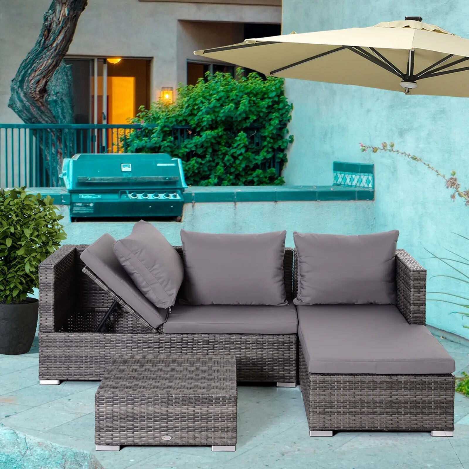 4 Seater Outdoor PE Rattan Garden Furniture Set for Patio Lounge or Dining Area - Home and Garden Furniture Shop - #rustic - furniture#