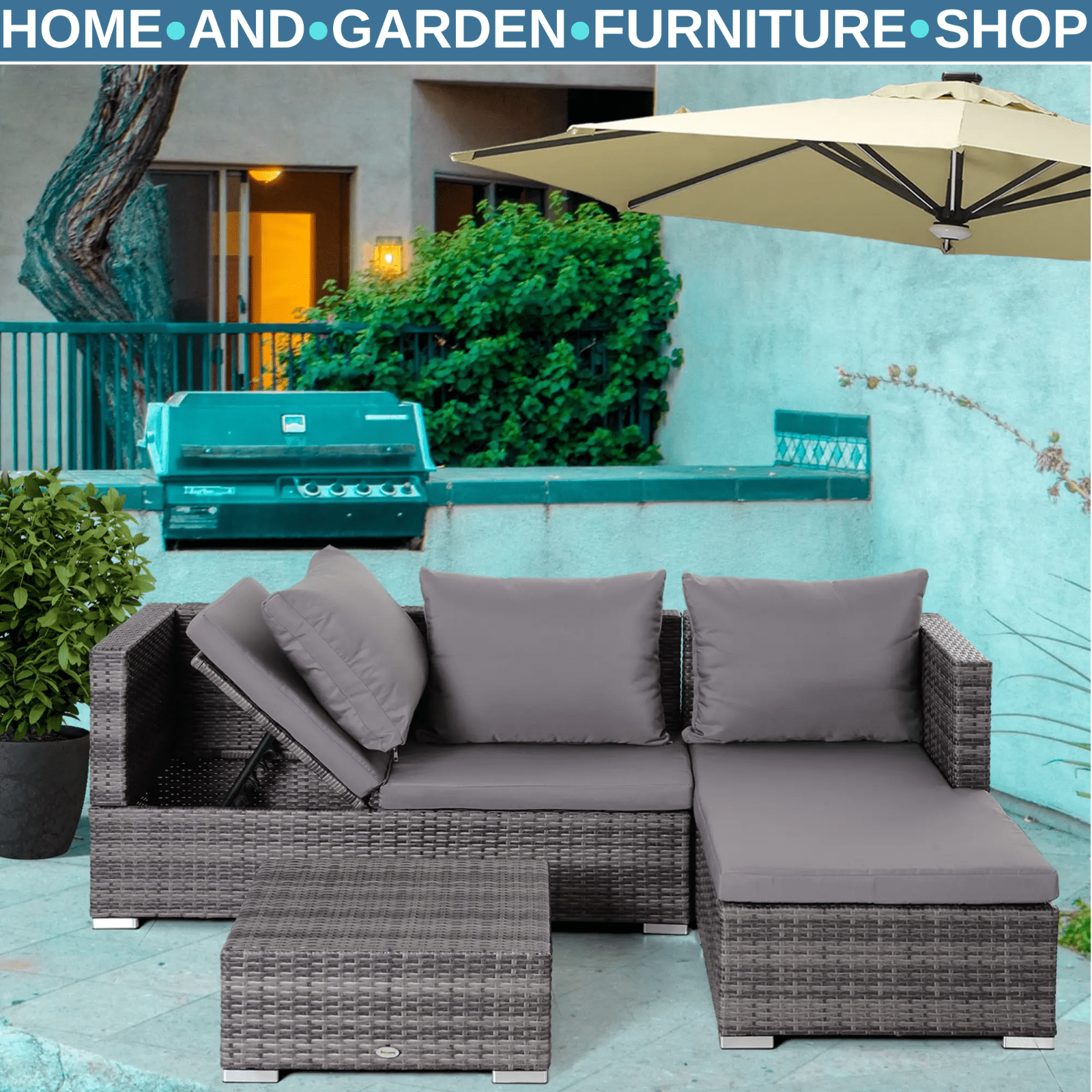 4 Seater Outdoor PE Rattan Garden Furniture Set for Patio Lounge or Dining Area - Home and Garden Furniture Shop - #rustic - furniture#