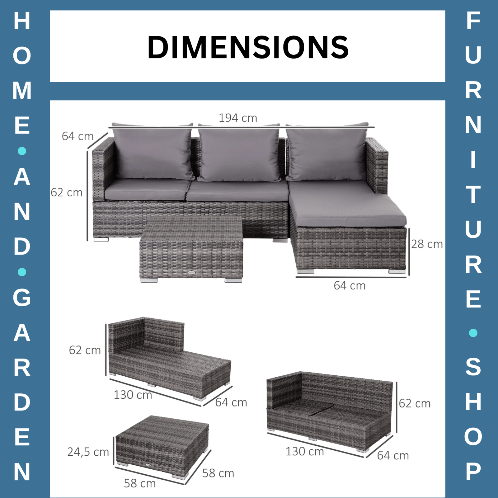 4 Seater Outdoor PE Rattan Garden Furniture Set for Patio Lounge or Dining Area - Home and Garden Furniture Shop - #rustic - furniture#
