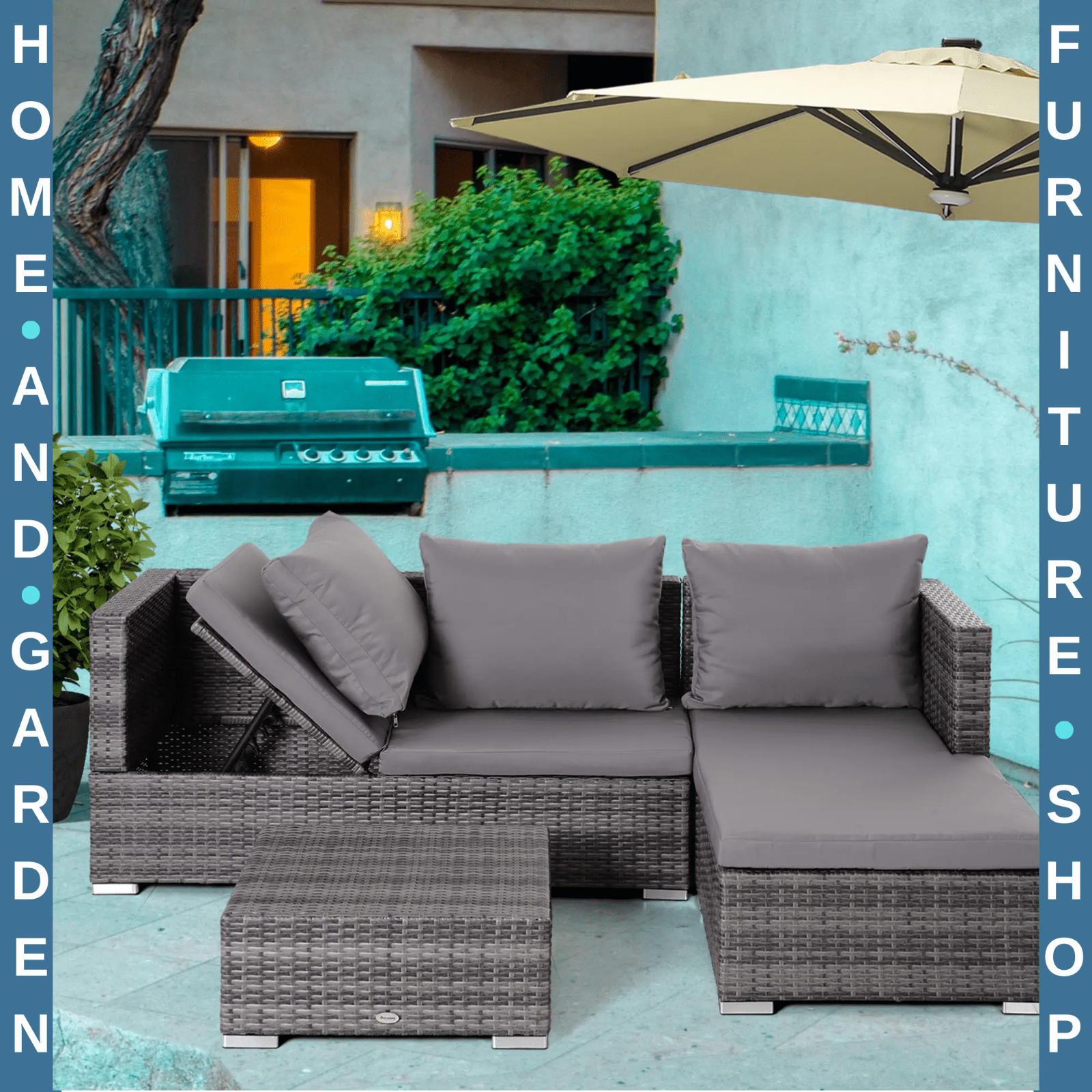 4 Seater Outdoor PE Rattan Garden Furniture Set for Patio Lounge or Dining Area - Home and Garden Furniture Shop - #rustic - furniture#