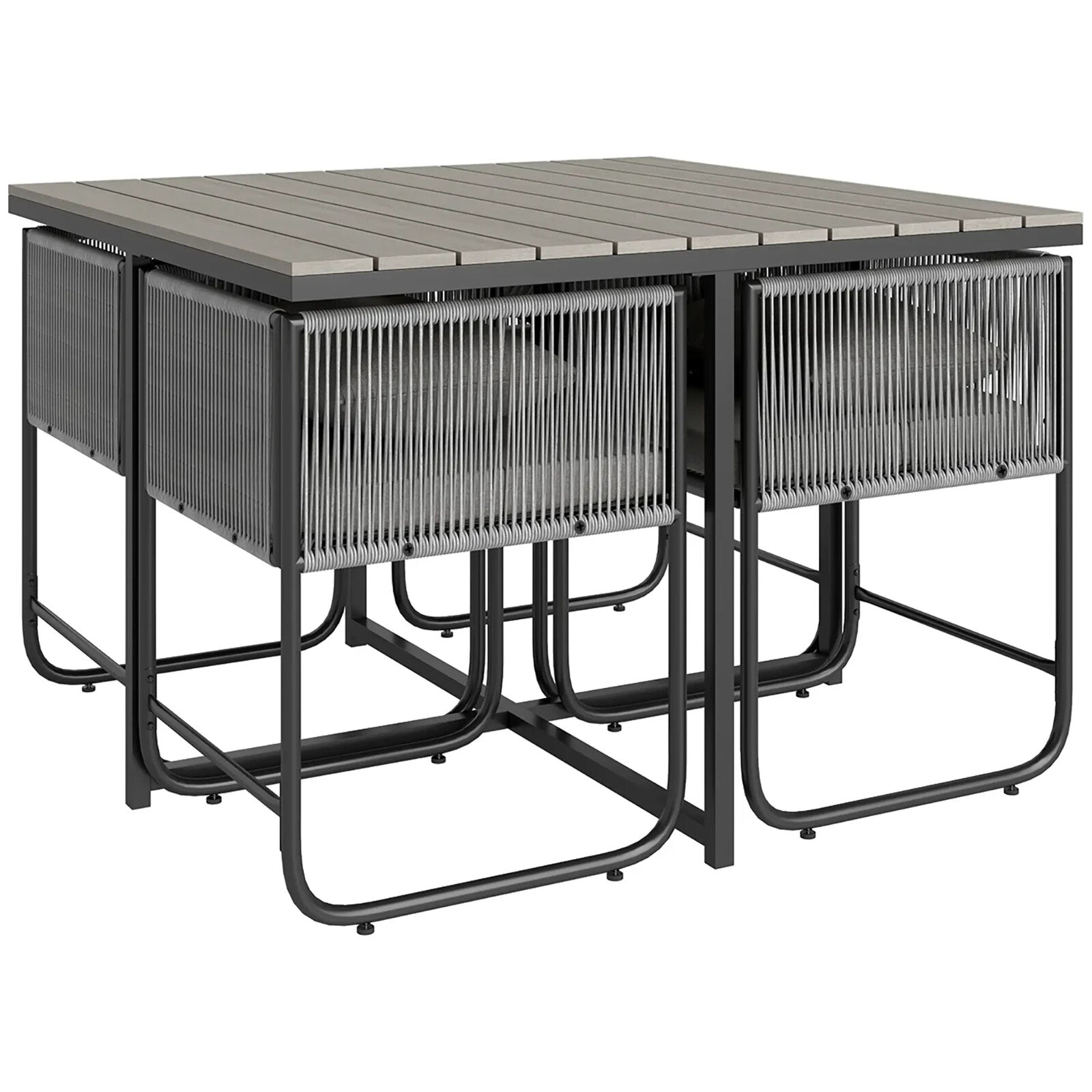 4 Seater Rattan Cube Garden Dining Set with Cushions and Table for Outdoor Grey - Home and Garden Furniture Shop - rustic - furniture