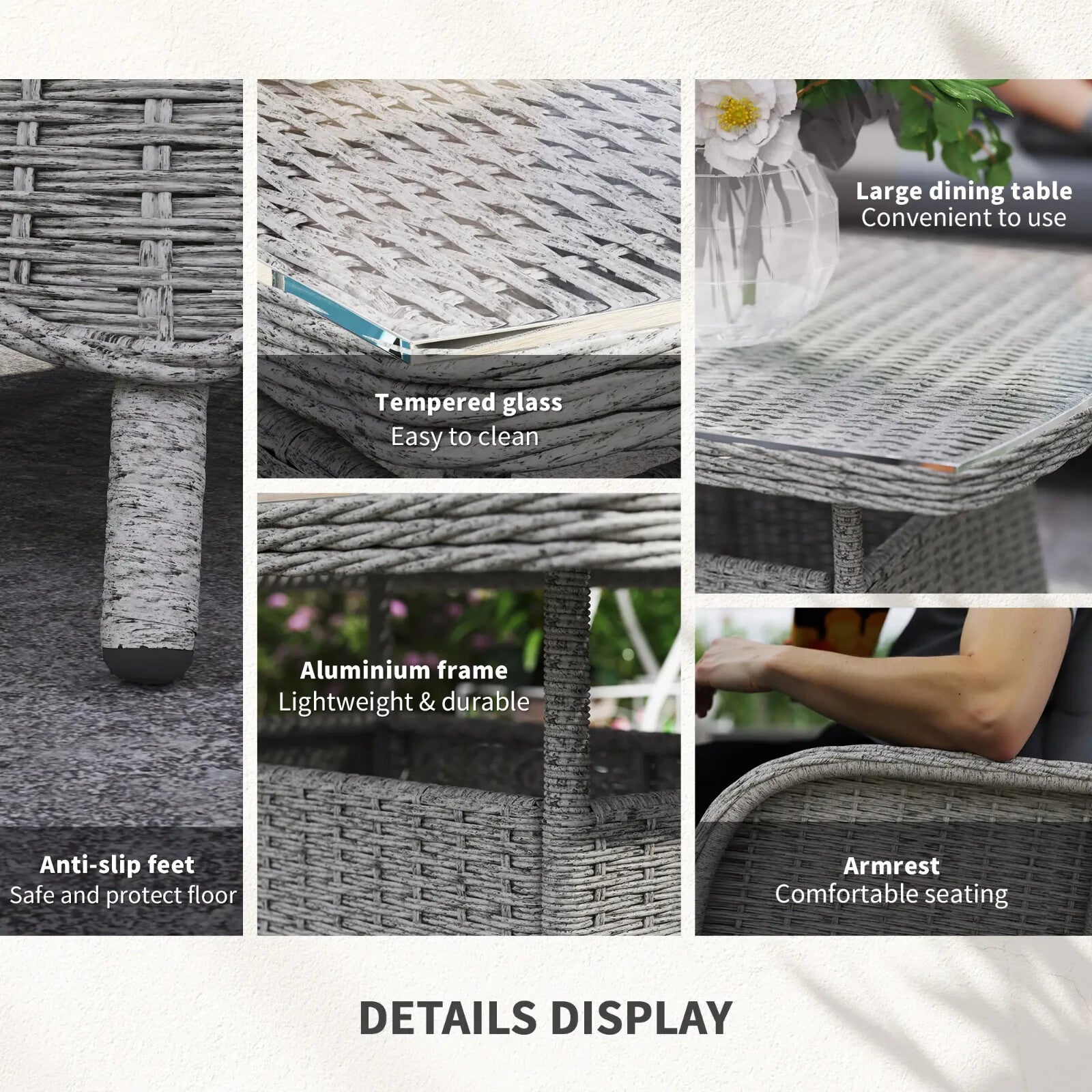 4 Seater Rattan Dining Sofa Set Wicker Furniture High Back Chairs with Cushions - Home and Garden Furniture Shop - rustic - furniture