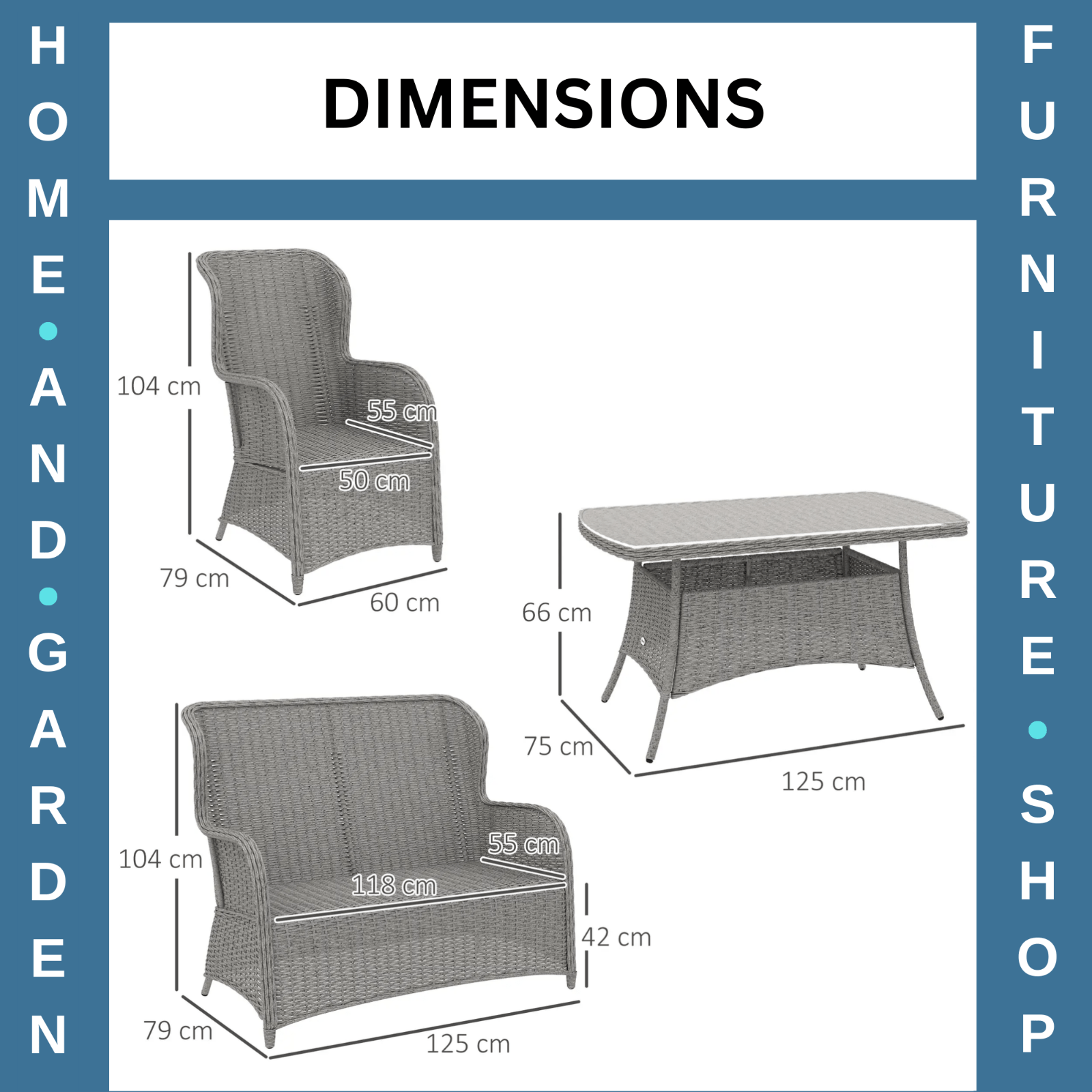 4 Seater Rattan Dining Sofa Set Wicker Furniture High Back Chairs with Cushions - Home and Garden Furniture Shop - rustic - furniture