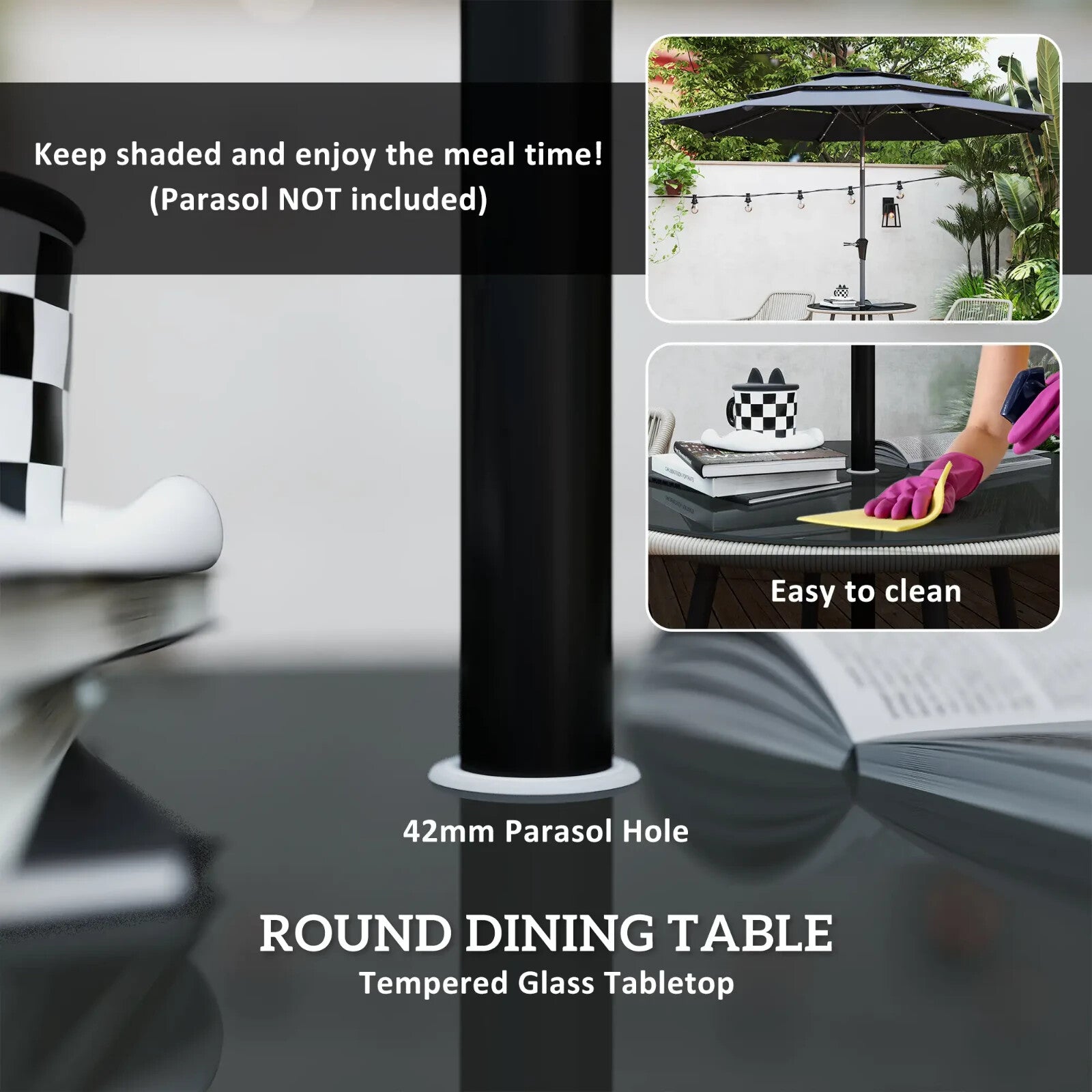 4 Seater Rattan Garden Dining Set with Table Chairs and Parasol Hole for Patio - Home and Garden Furniture Shop - rustic - furniture