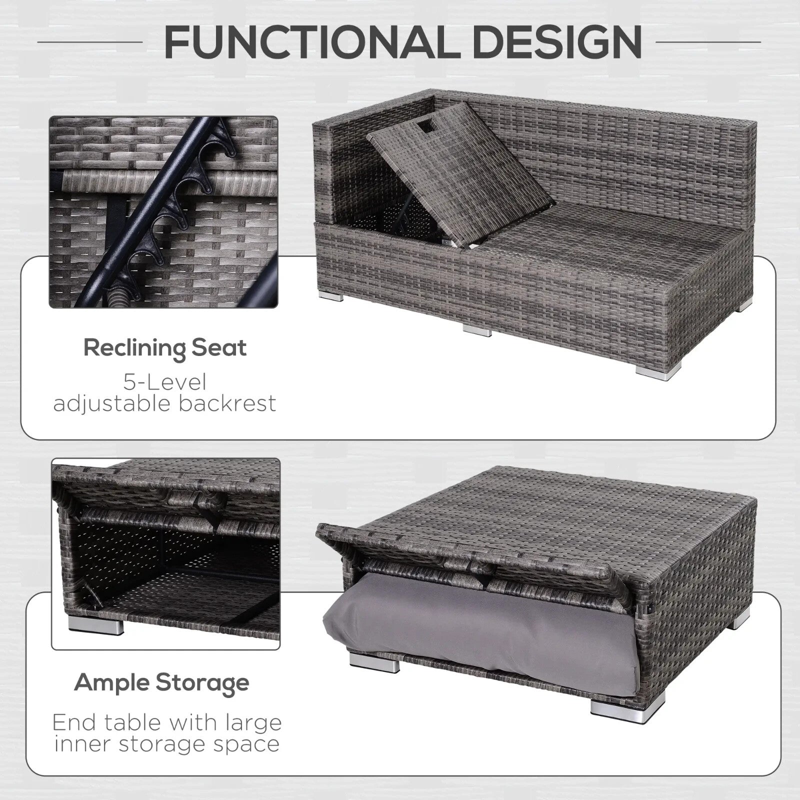 4 Seater Rattan Garden Furniture Set Outdoor Patio Table and Chairs PE Wicker - Home and Garden Furniture Shop - rustic - furniture