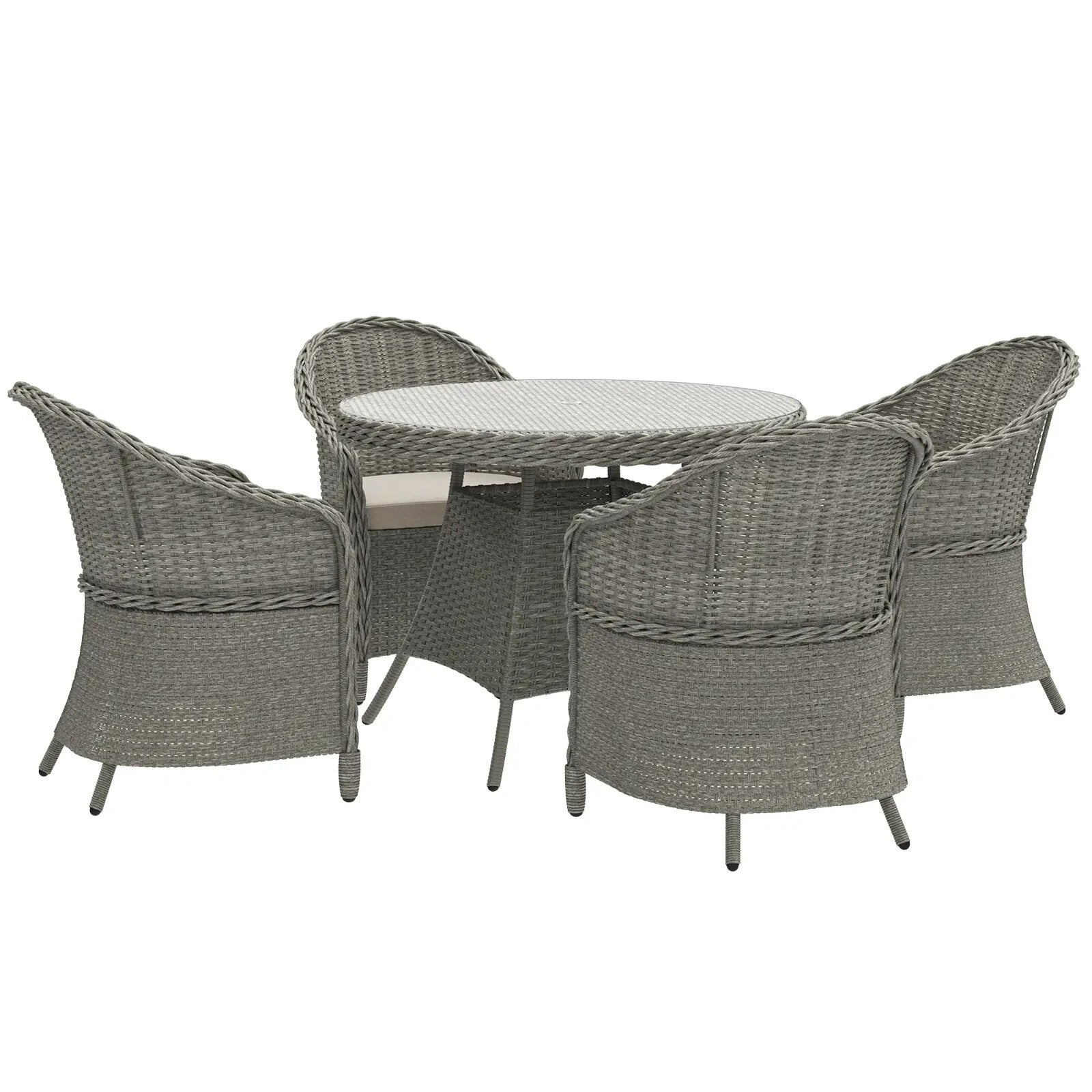 4 Seater Rattan Garden Furniture Set with Cushions and Table and Chairs Grey - Home and Garden Furniture Shop - rustic - furniture