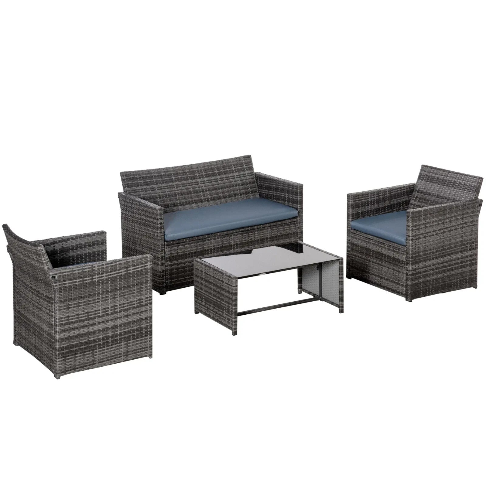 4 Seater Rattan Garden Furniture Set with Table and Chairs for Patio or Outdoor - Home and Garden Furniture Shop - rustic - furniture