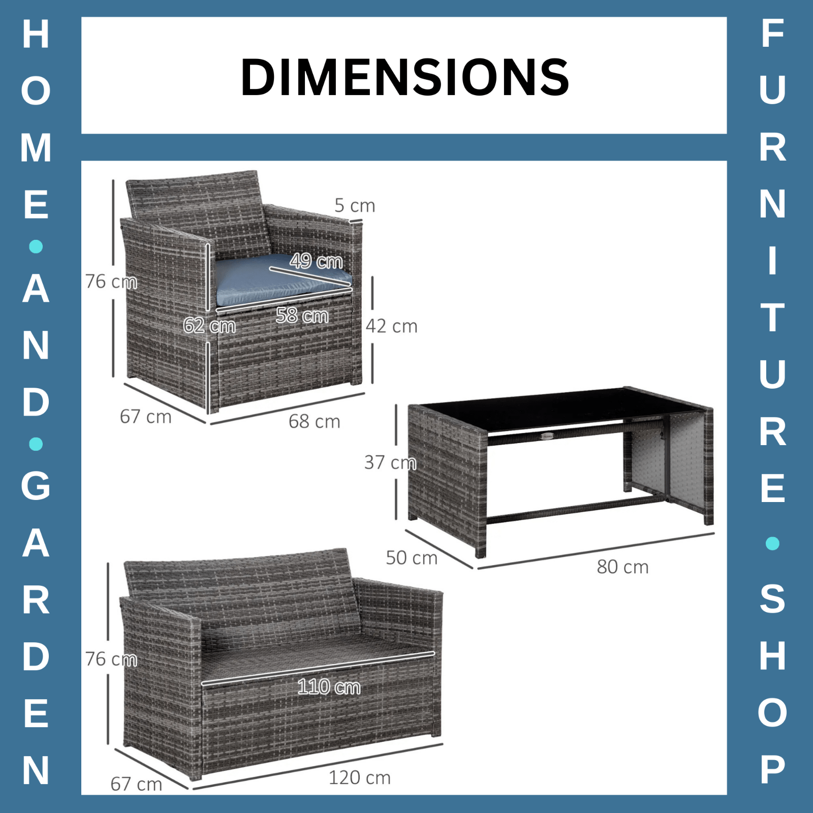 4 Seater Rattan Garden Furniture Set with Table and Chairs for Patio or Outdoor - Home and Garden Furniture Shop - rustic - furniture