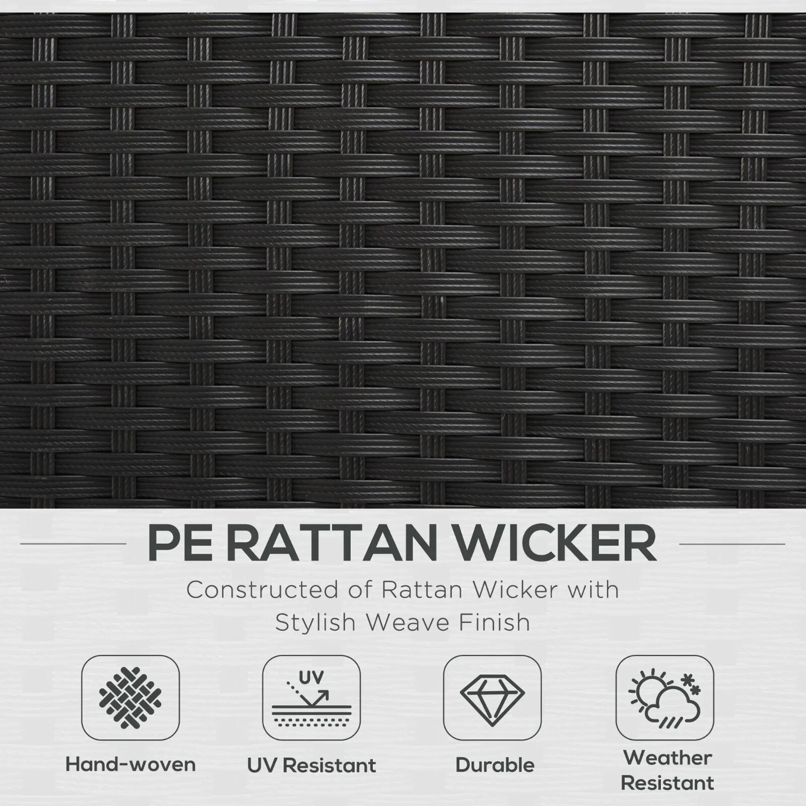 4 - Seater Rattan Garden Furniture Sofa Set with Cushions and Table Outdoor Black - Home and Garden Furniture Shop - rustic - furniture