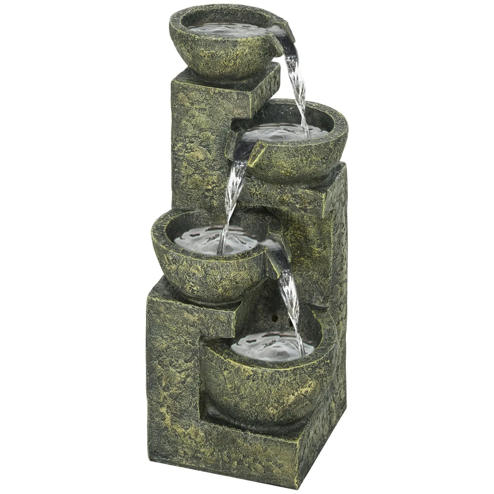 4 Tier Garden Water Feature Fountain with Stone Effect Bowls and Adjustable Flow - Home and Garden Furniture Shop - rustic - furniture