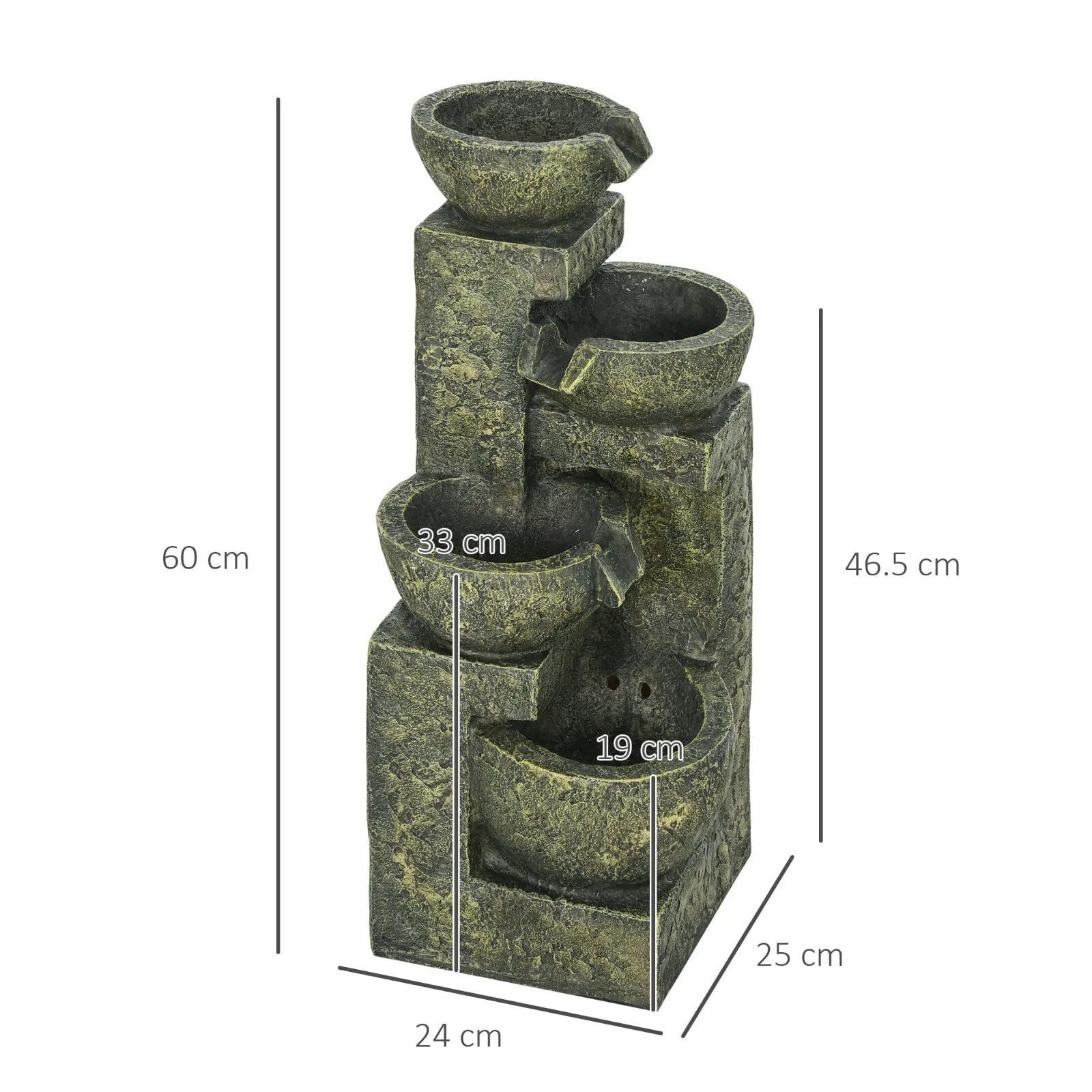4 Tier Garden Water Feature Fountain with Stone Effect Bowls and Adjustable Flow - Home and Garden Furniture Shop - rustic - furniture