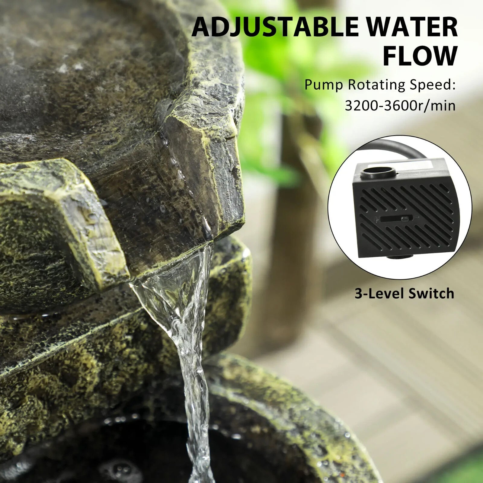 4 Tier Garden Water Feature Fountain with Stone Effect Bowls and Adjustable Flow - Home and Garden Furniture Shop - rustic - furniture