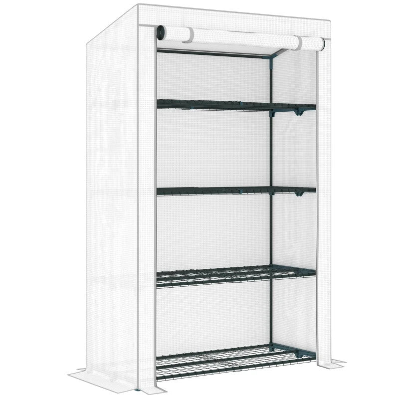 4 - Tier Lean - to Mini Greenhouse with Reinforced PE Cover Compact Plant Shelter - Home and Garden Furniture Shop - rustic - furniture