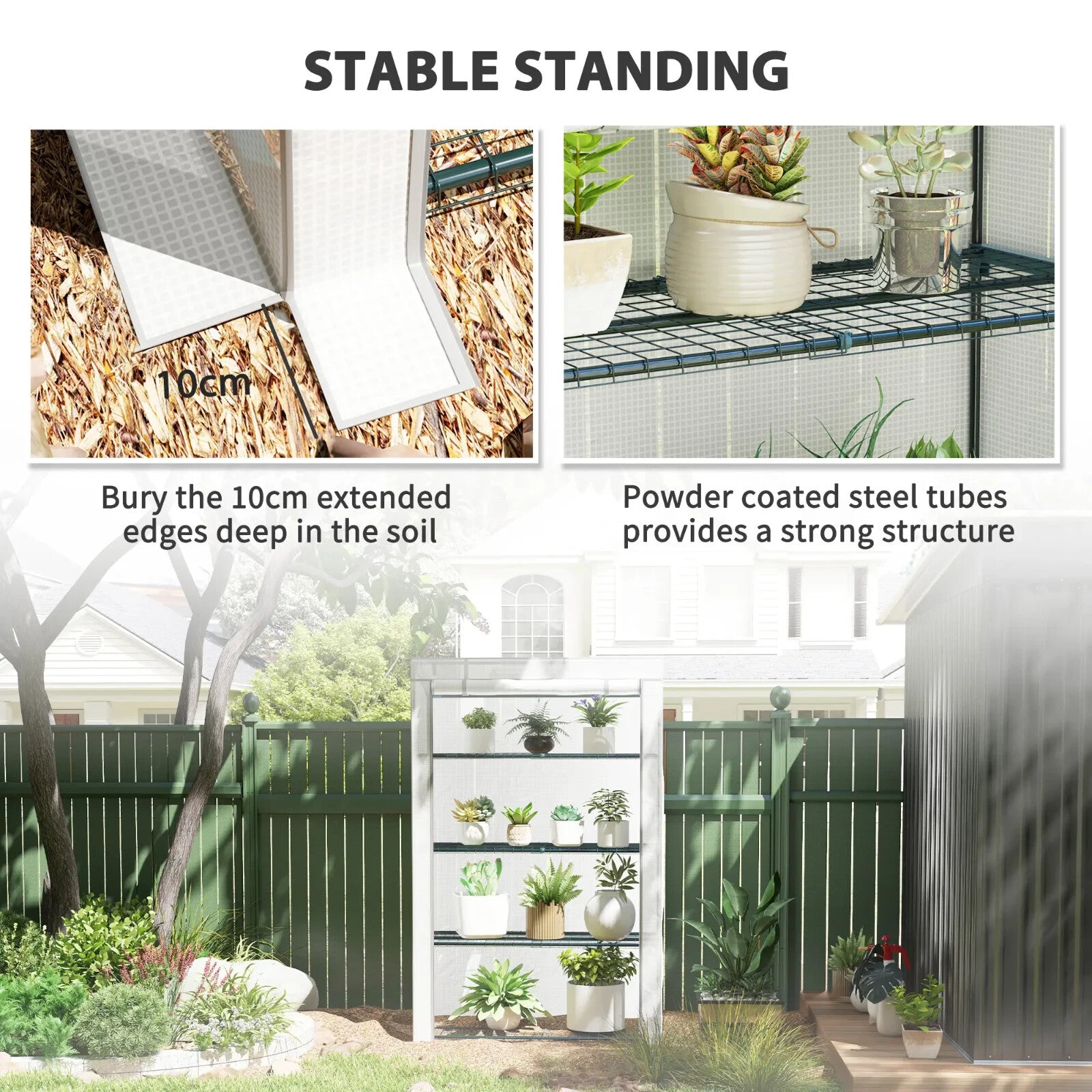 4 - Tier Lean - to Mini Greenhouse with Reinforced PE Cover Compact Plant Shelter - Home and Garden Furniture Shop - rustic - furniture