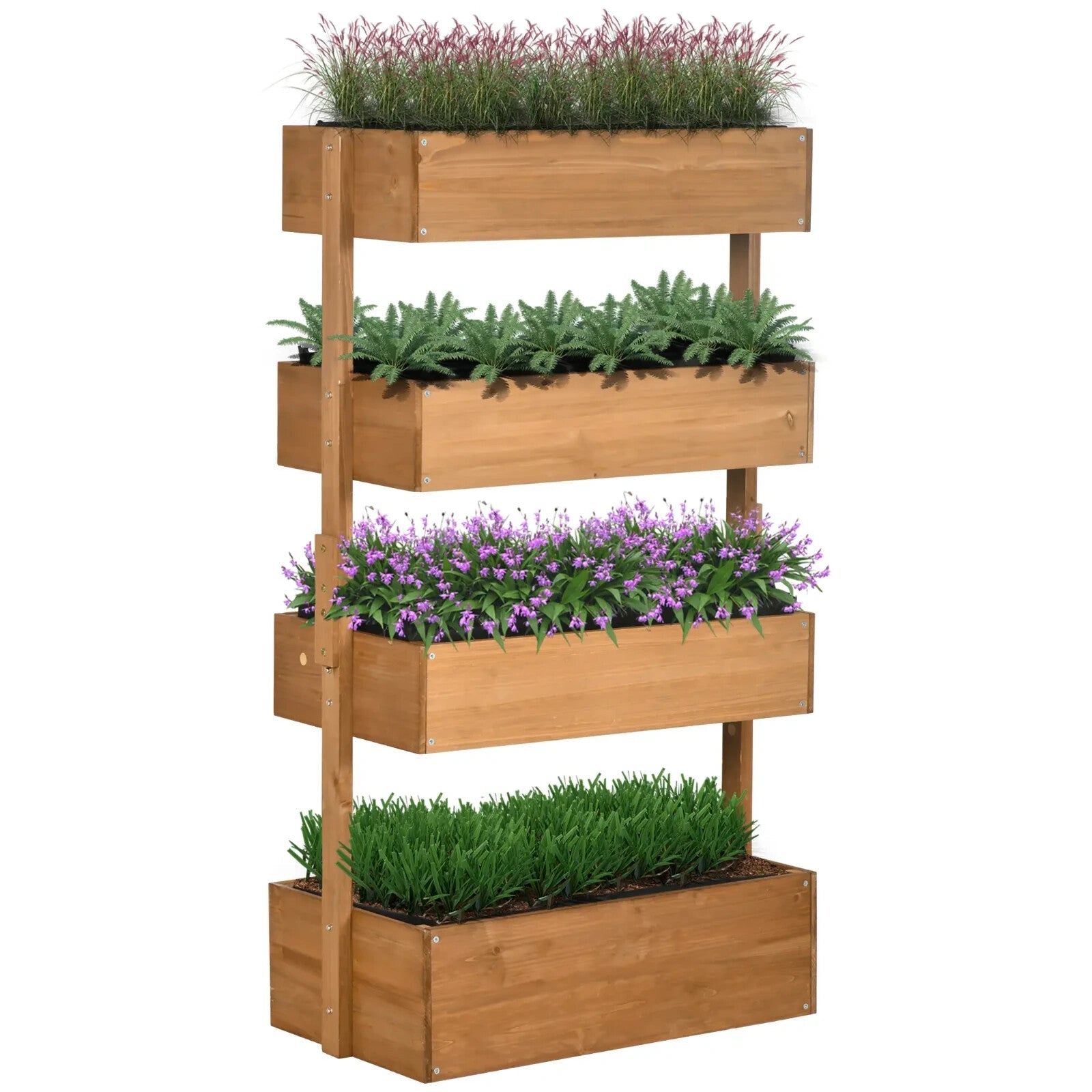 4 - Tier Raised Garden Bed 80cmx45cmx142cm Fir Wood Vertical Planter Plant Stand - Home and Garden Furniture Shop - rustic - furniture