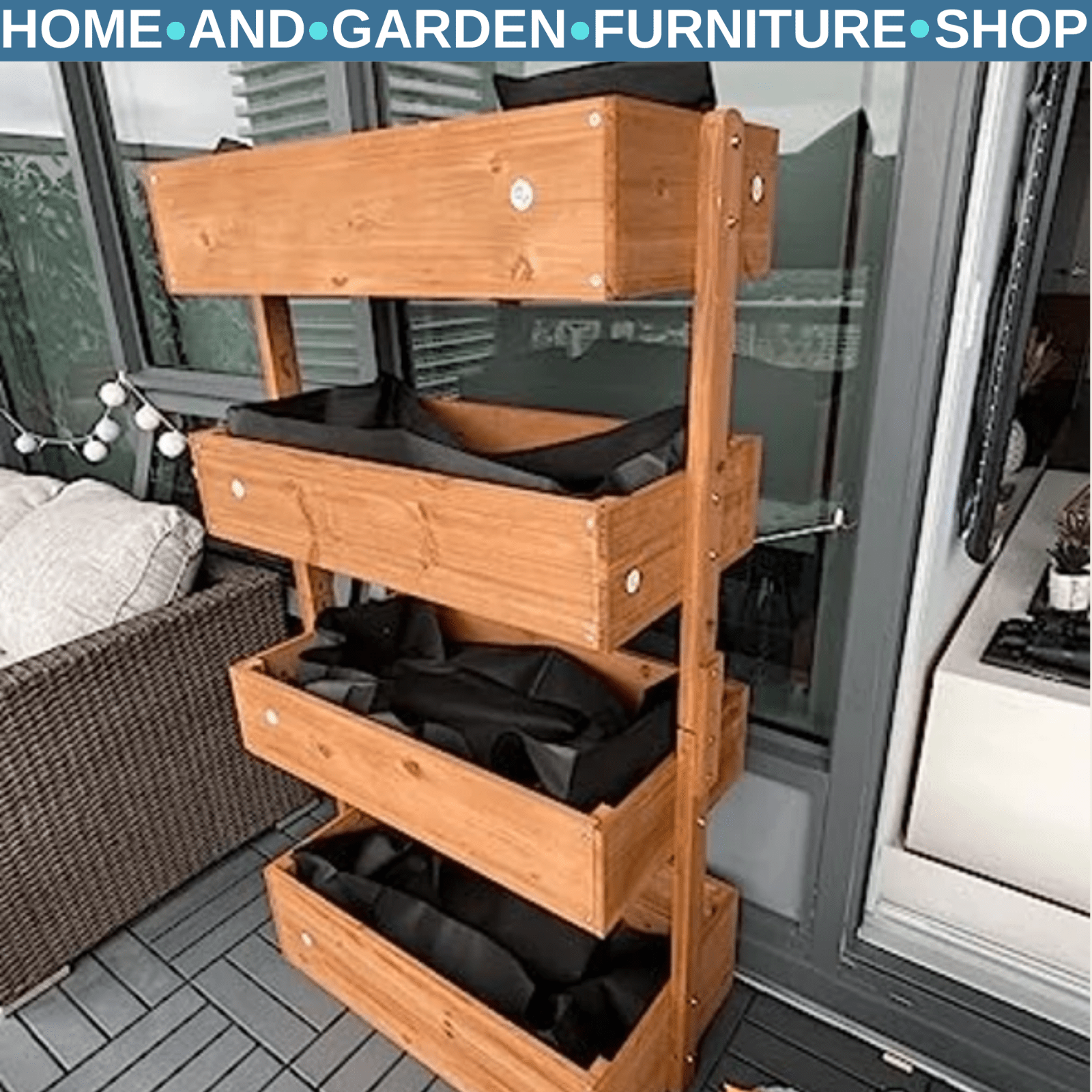 4 - Tier Raised Garden Bed 80cmx45cmx142cm Fir Wood Vertical Planter Plant Stand - Home and Garden Furniture Shop - rustic - furniture