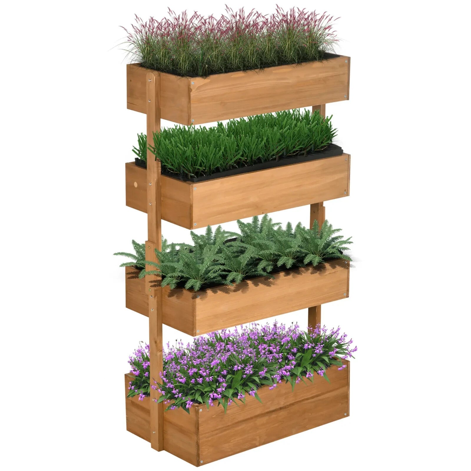 4 - Tier Raised Garden Bed 80cmx45cmx142cm Fir Wood Vertical Planter Plant Stand - Home and Garden Furniture Shop - rustic - furniture