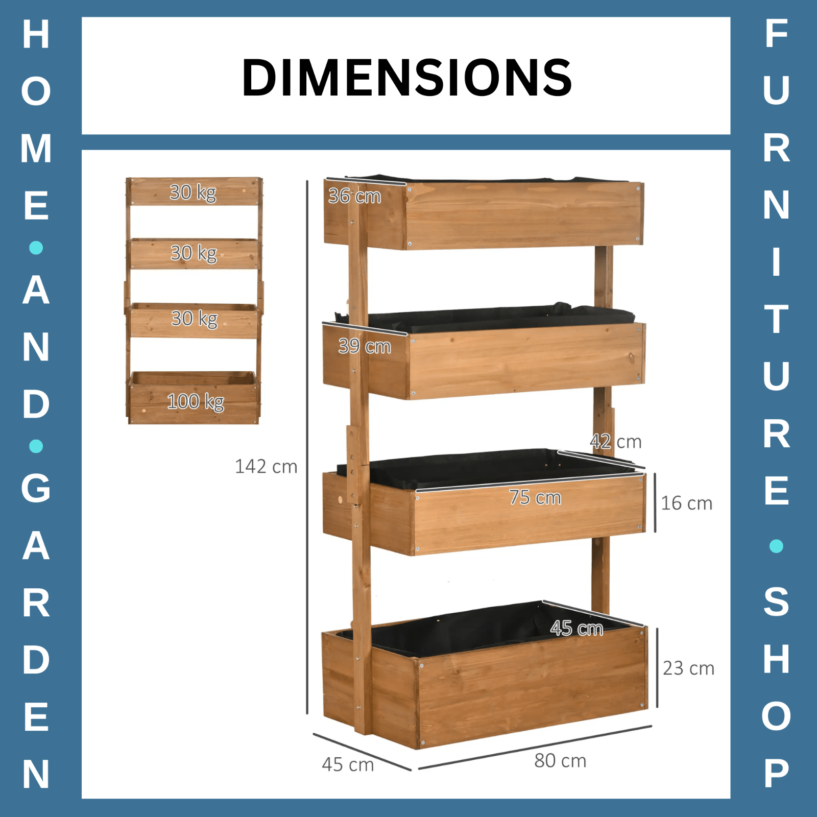 4 - Tier Raised Garden Bed 80cmx45cmx142cm Fir Wood Vertical Planter Plant Stand - Home and Garden Furniture Shop - rustic - furniture