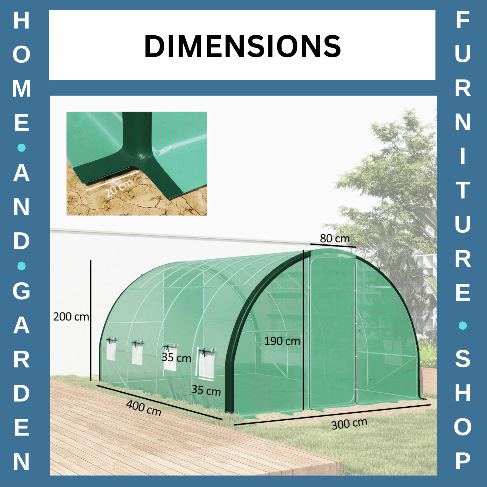 4 x 3 m Walk In Polytunnel Greenhouse with Doors Mesh Windows Tunnel Grow House - Home and Garden Furniture Shop - rustic - furniture