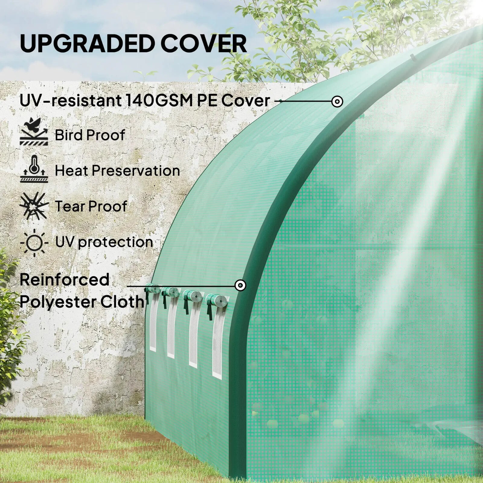 4 x 3 m Walk In Polytunnel Greenhouse with Doors Mesh Windows Tunnel Grow House - Home and Garden Furniture Shop - rustic - furniture