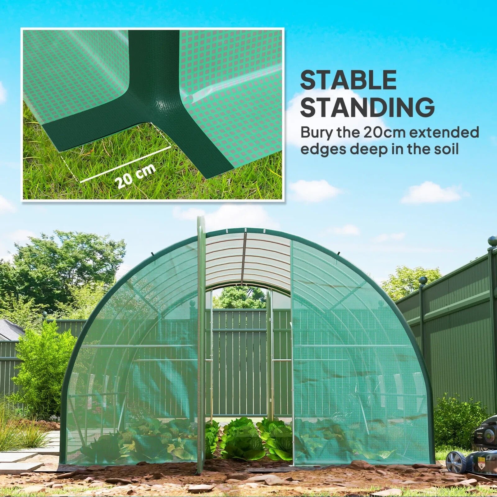 4 x 3 m Walk In Polytunnel Greenhouse with Doors Mesh Windows Tunnel Grow House - Home and Garden Furniture Shop - rustic - furniture