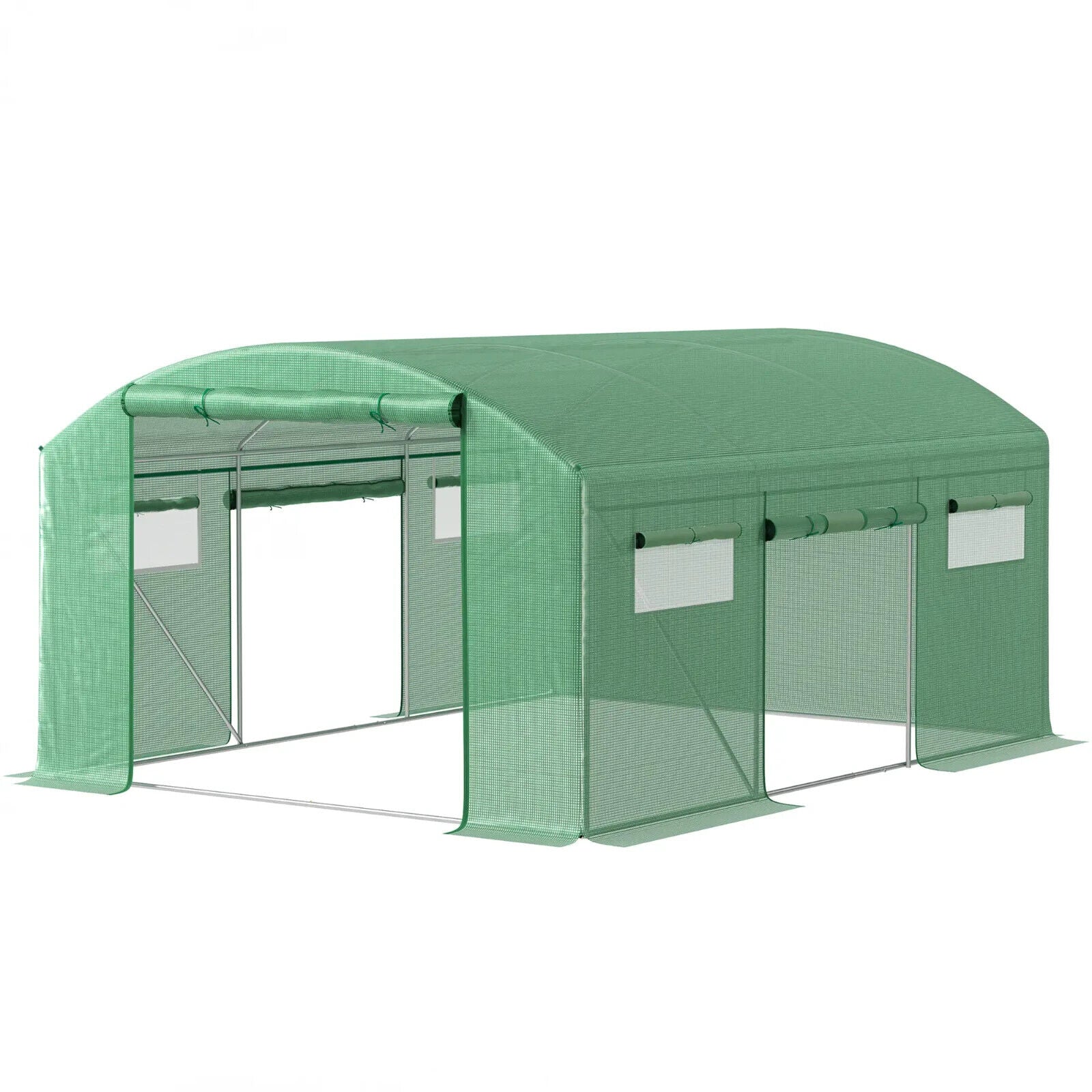 4 x 3 x 2 m Polytunnel Greenhouse with 3 Doors Mesh Window Walk In Garden Tunnel - Home and Garden Furniture Shop - #rustic - furniture#
