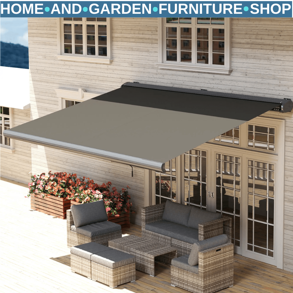 4 x 3m Electric Retractable Awning with Remote Full Cassette Garden Patio Canopy - Home and Garden Furniture Shop - #rustic - furniture#
