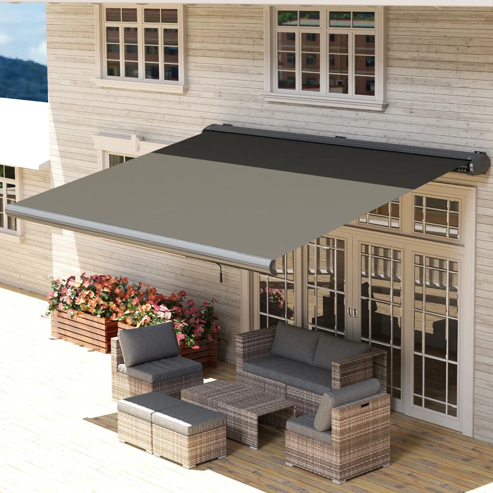 4 x 3m Electric Retractable Awning with Remote Full Cassette Garden Patio Canopy - Home and Garden Furniture Shop - #rustic - furniture#