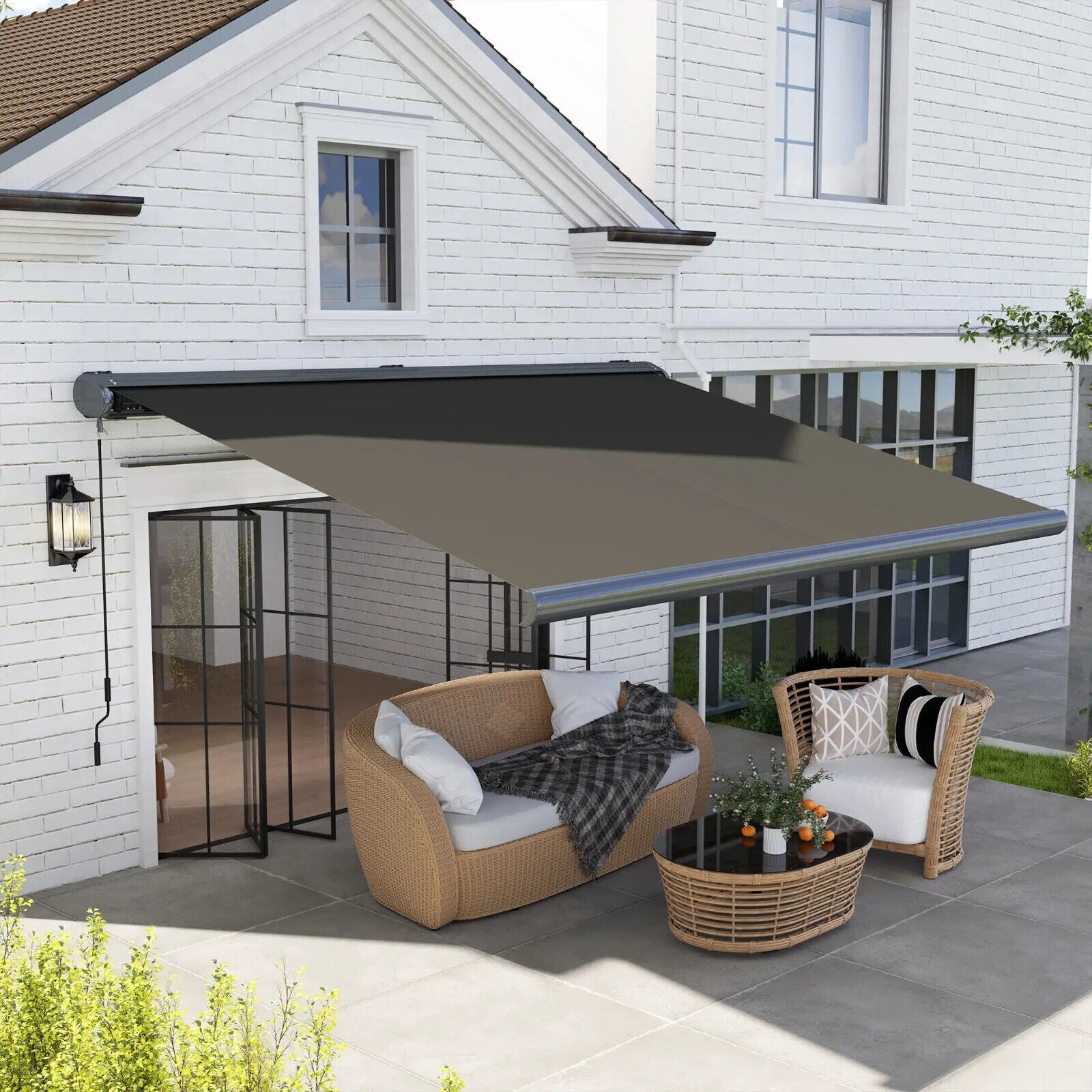 4 x 3m Electric Retractable Awning with Remote Full Cassette Garden Patio Canopy - Home and Garden Furniture Shop - #rustic - furniture#